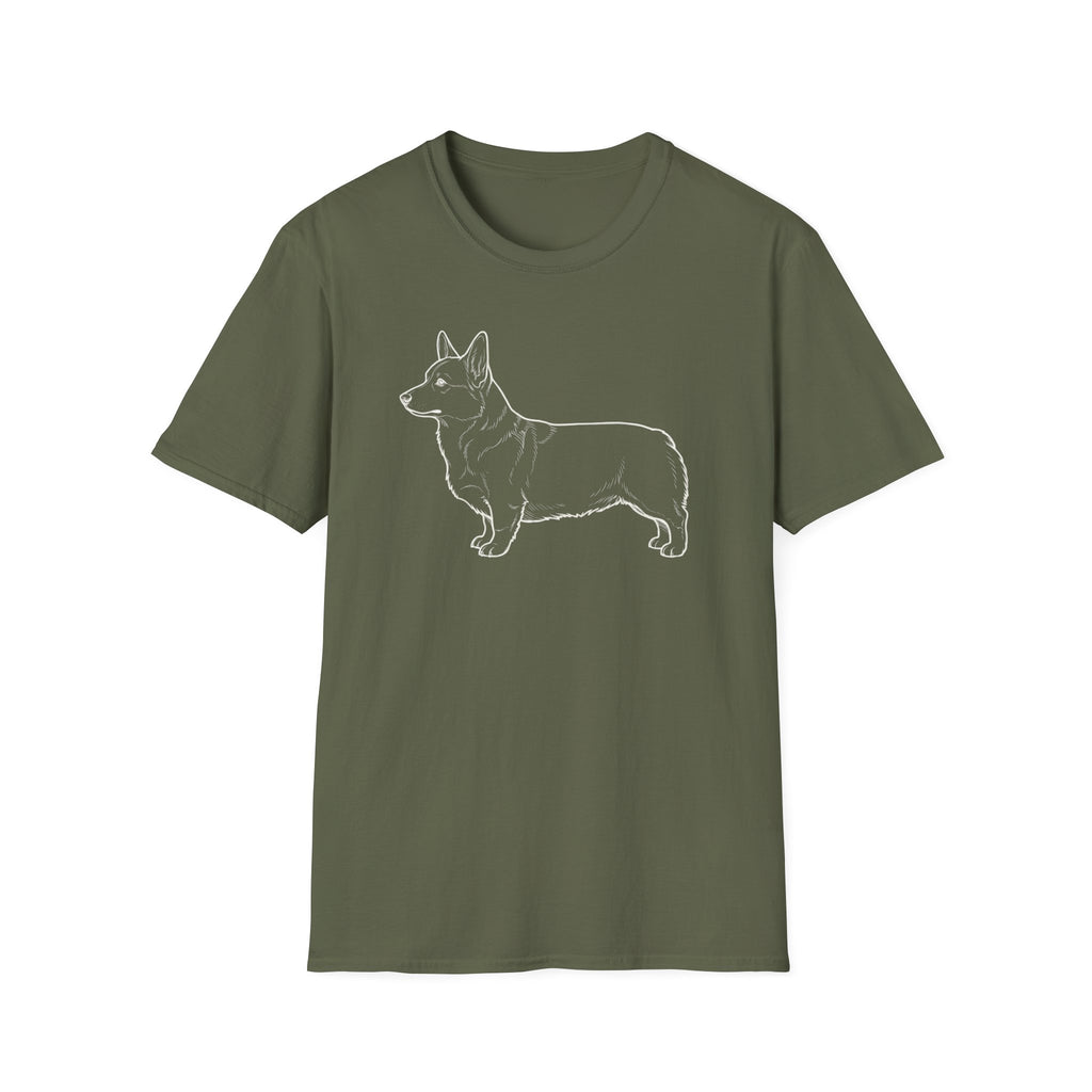 Corgi Outline T-Shirt — Minimal Dog Silhouette Tee