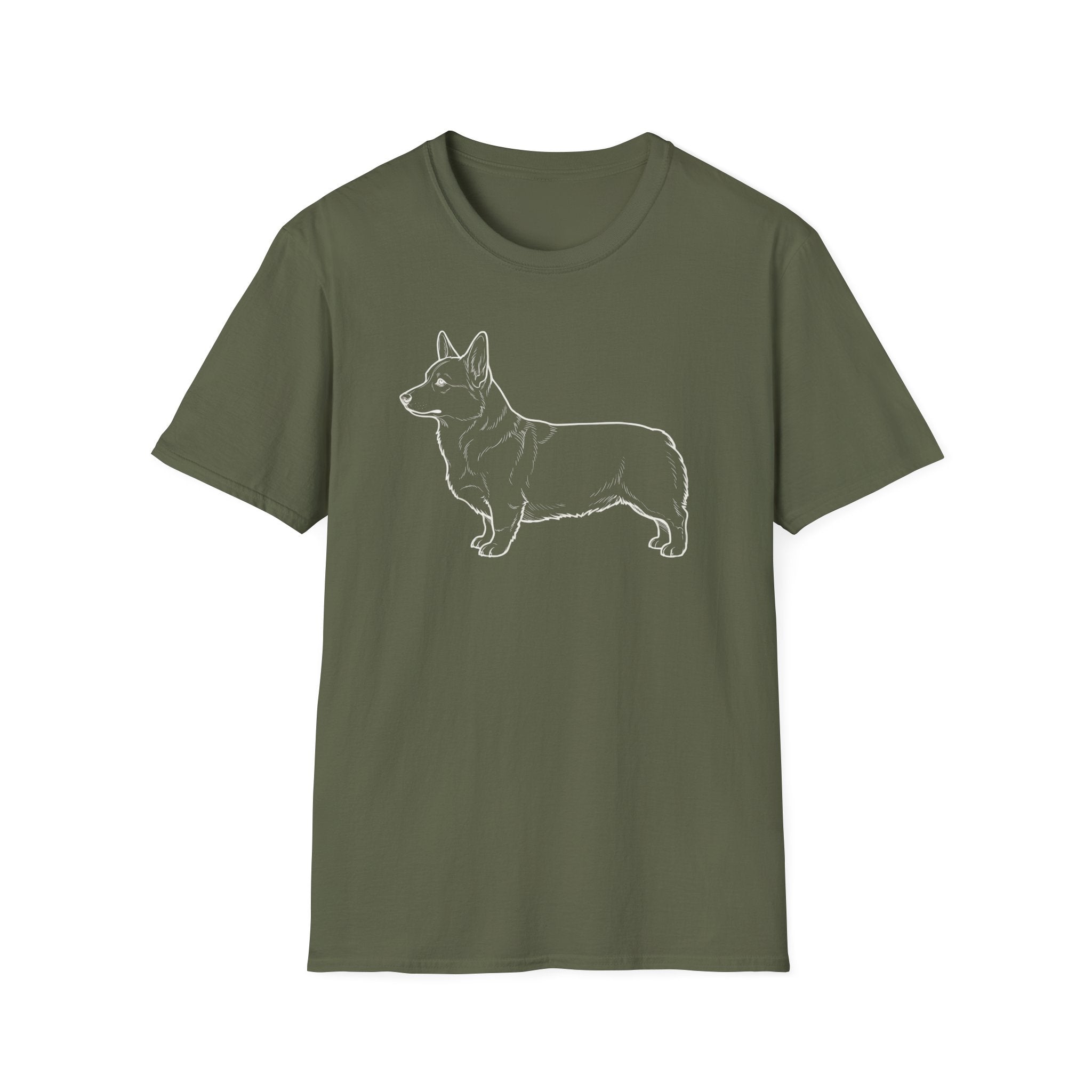 Corgi Outline T-Shirt — Minimal Dog Silhouette Tee