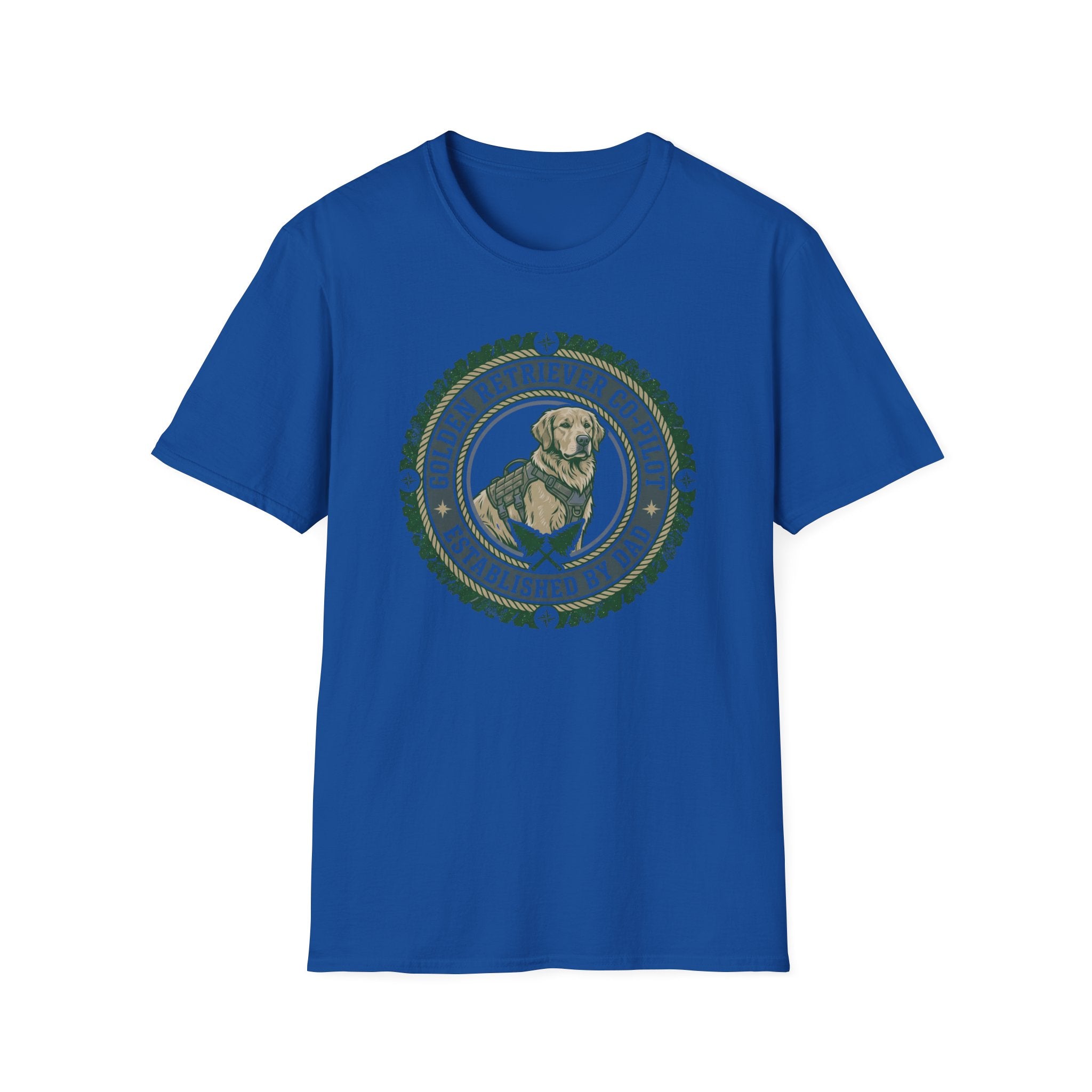 Golden Retriever Dog Dad T-Shirt-Co-Pilot Badge