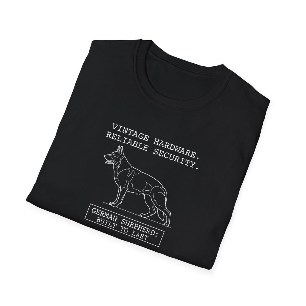 German Shepherd T-Shirt – “Vintage Hardware, Reliable Security” Graphic Tee