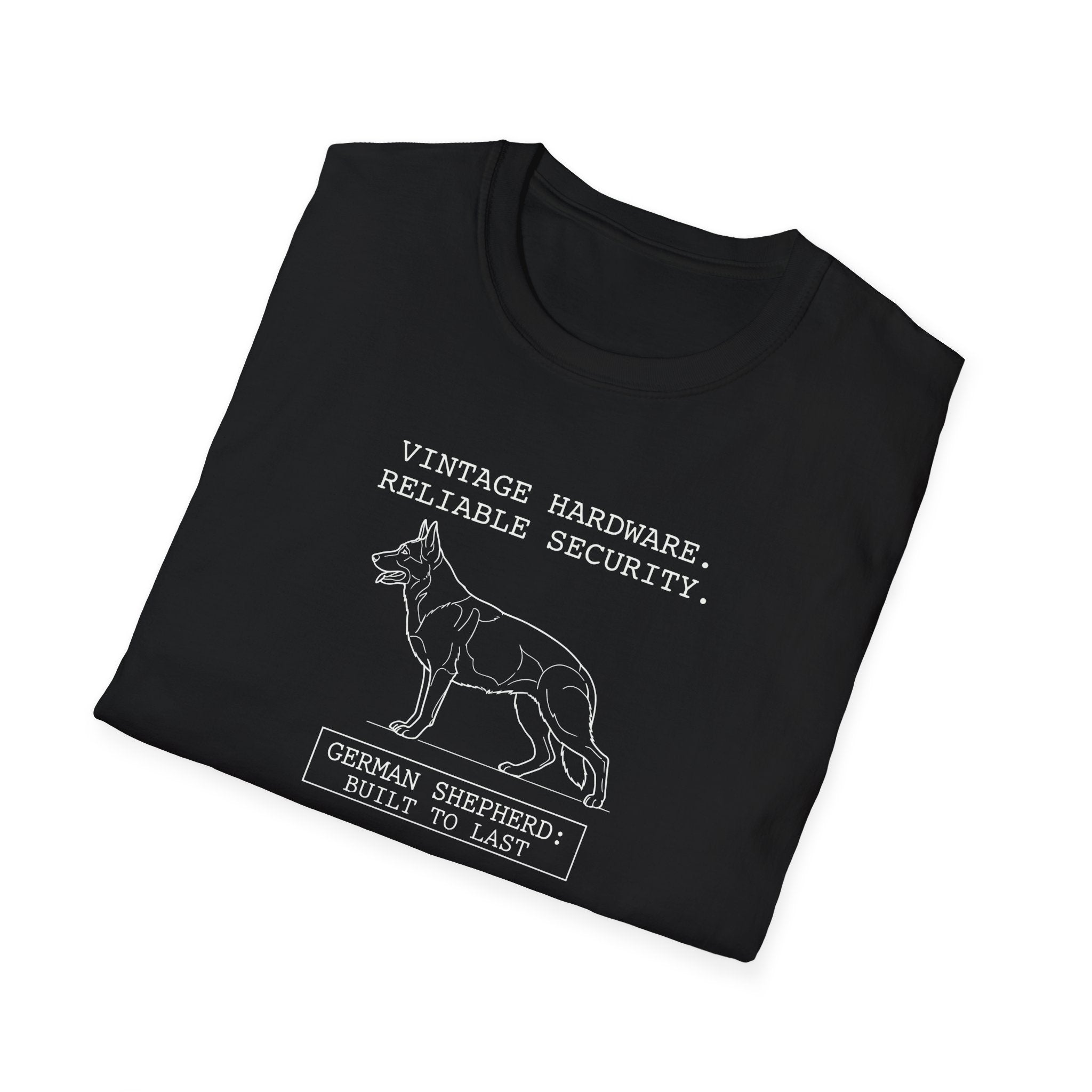 German Shepherd T-Shirt – “Vintage Hardware, Reliable Security” Graphic Tee