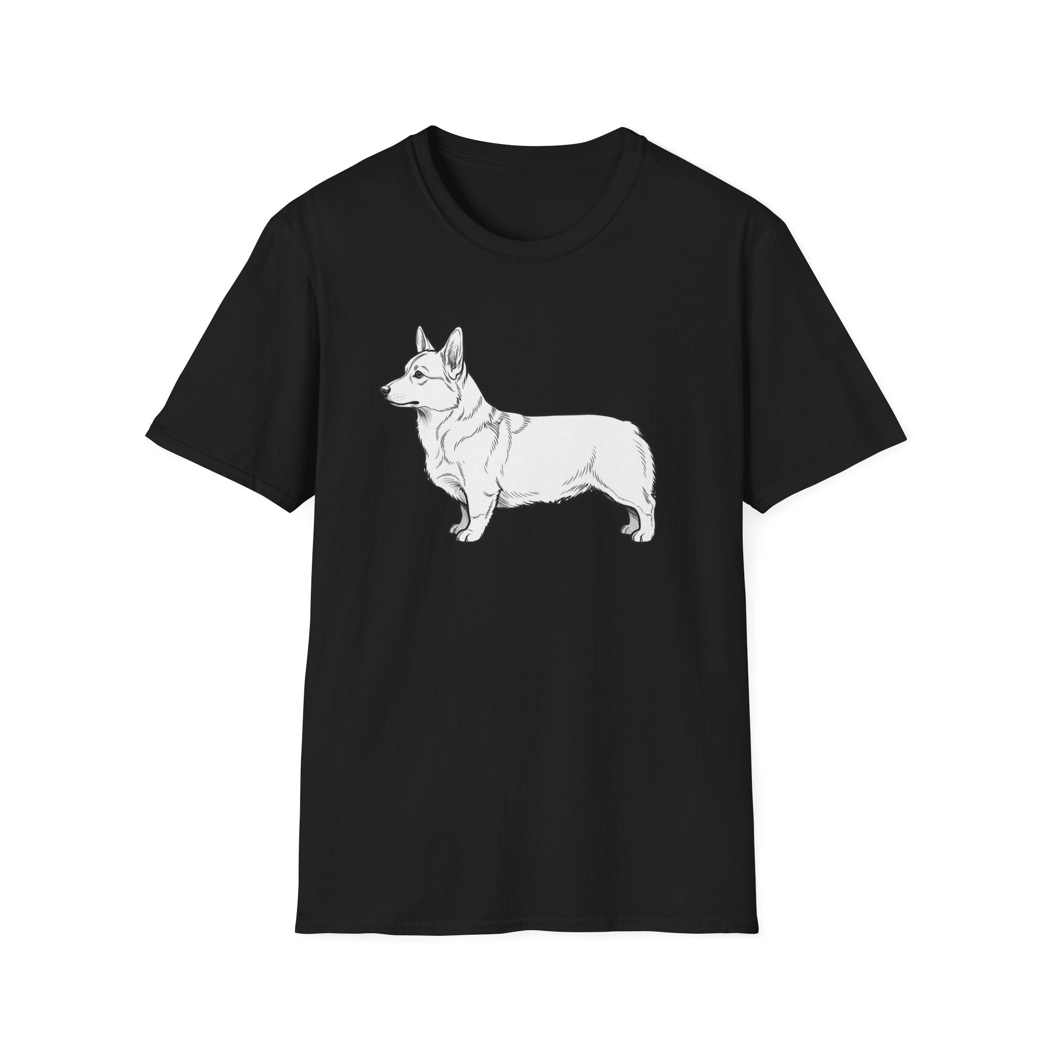 Corgi Outline T‑Shirt — Minimalist Pembroke Welsh Corgi Dog Tee