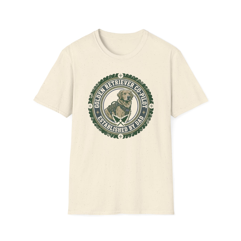 Golden Retriever Dog Dad T-Shirt-Co-Pilot Badge