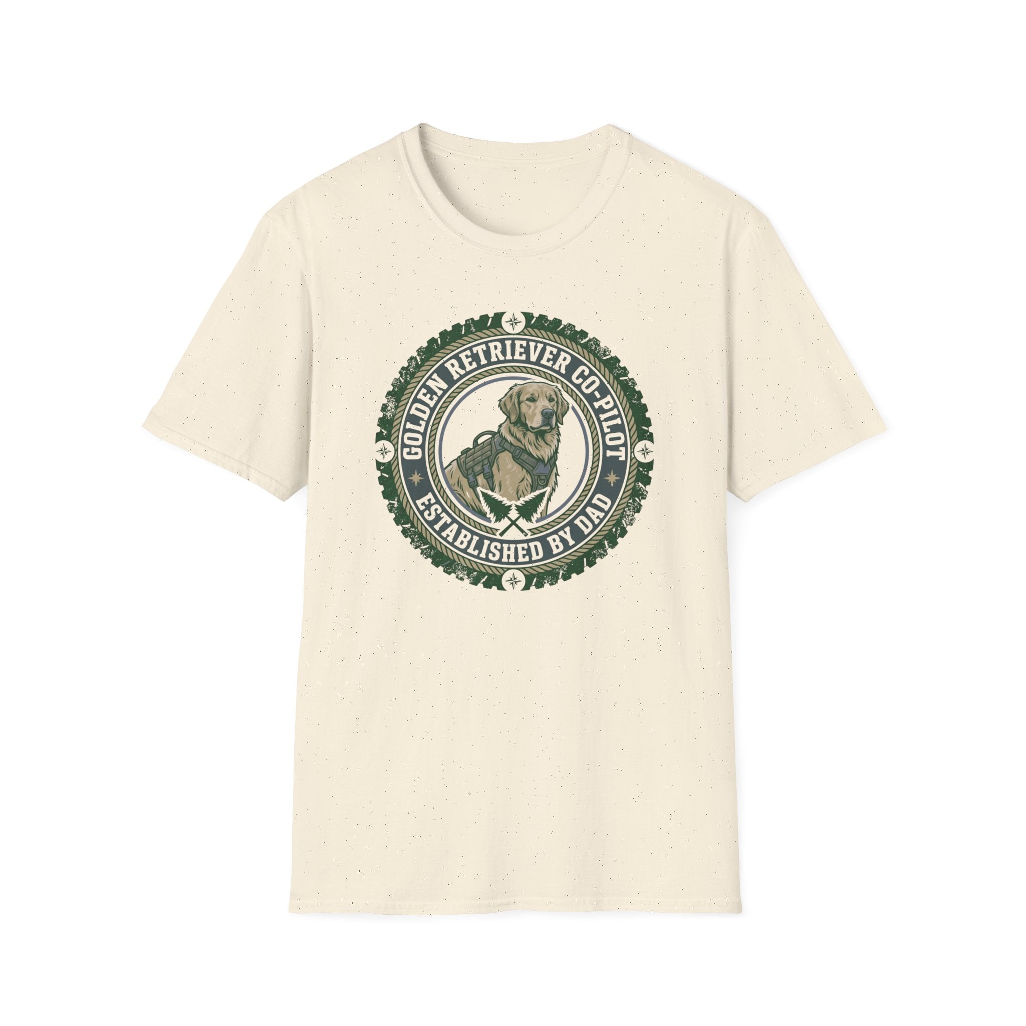Golden Retriever Dog Dad T-Shirt-Co-Pilot Badge