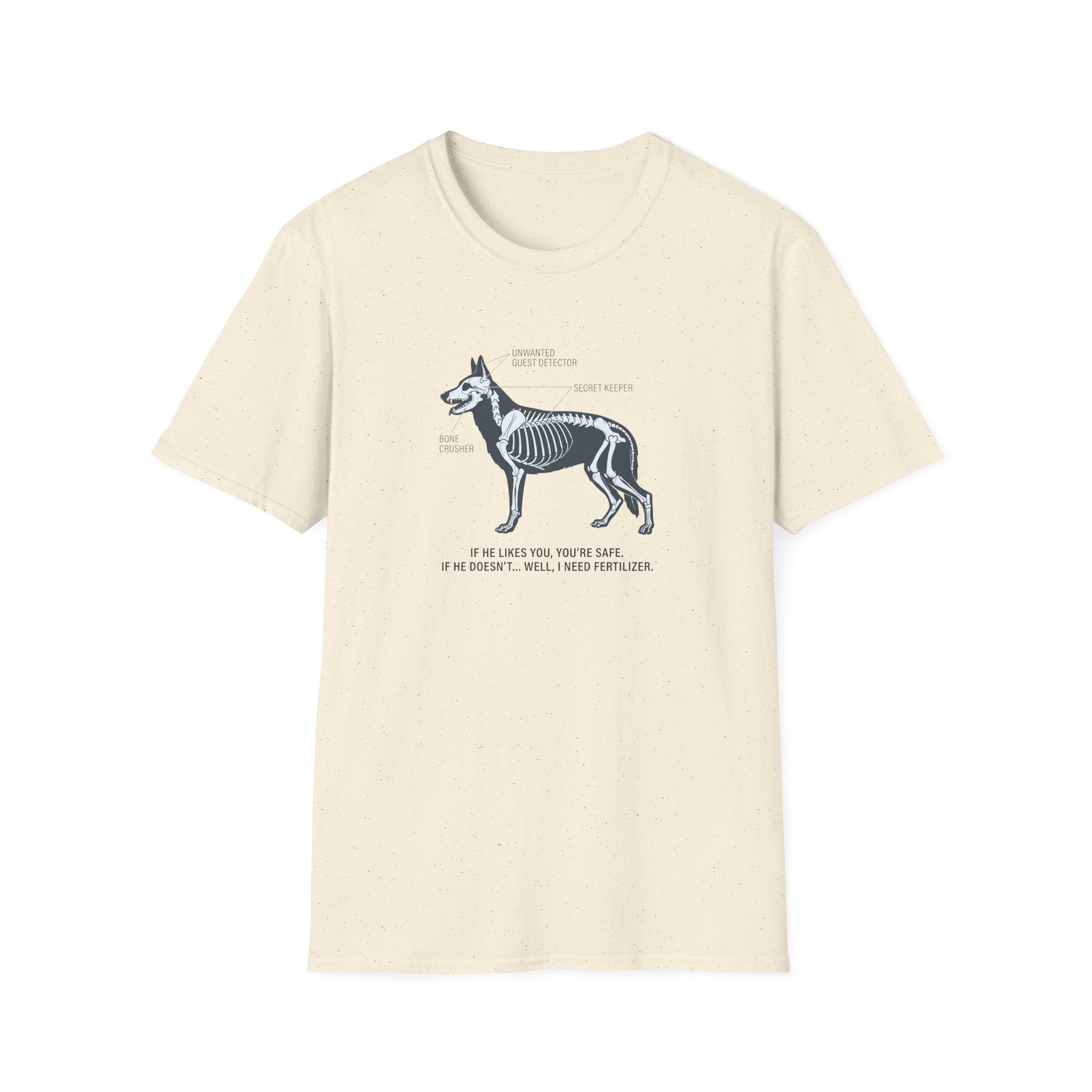 German Shepherd Anatomy Diagram T-Shirt — Vintage Veterinary Skeletal Illustration Tee