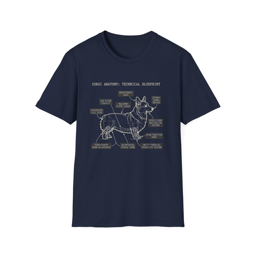 Corgi Anatomy Blueprint T-Shirt — Funny Veterinary Diagram Tee