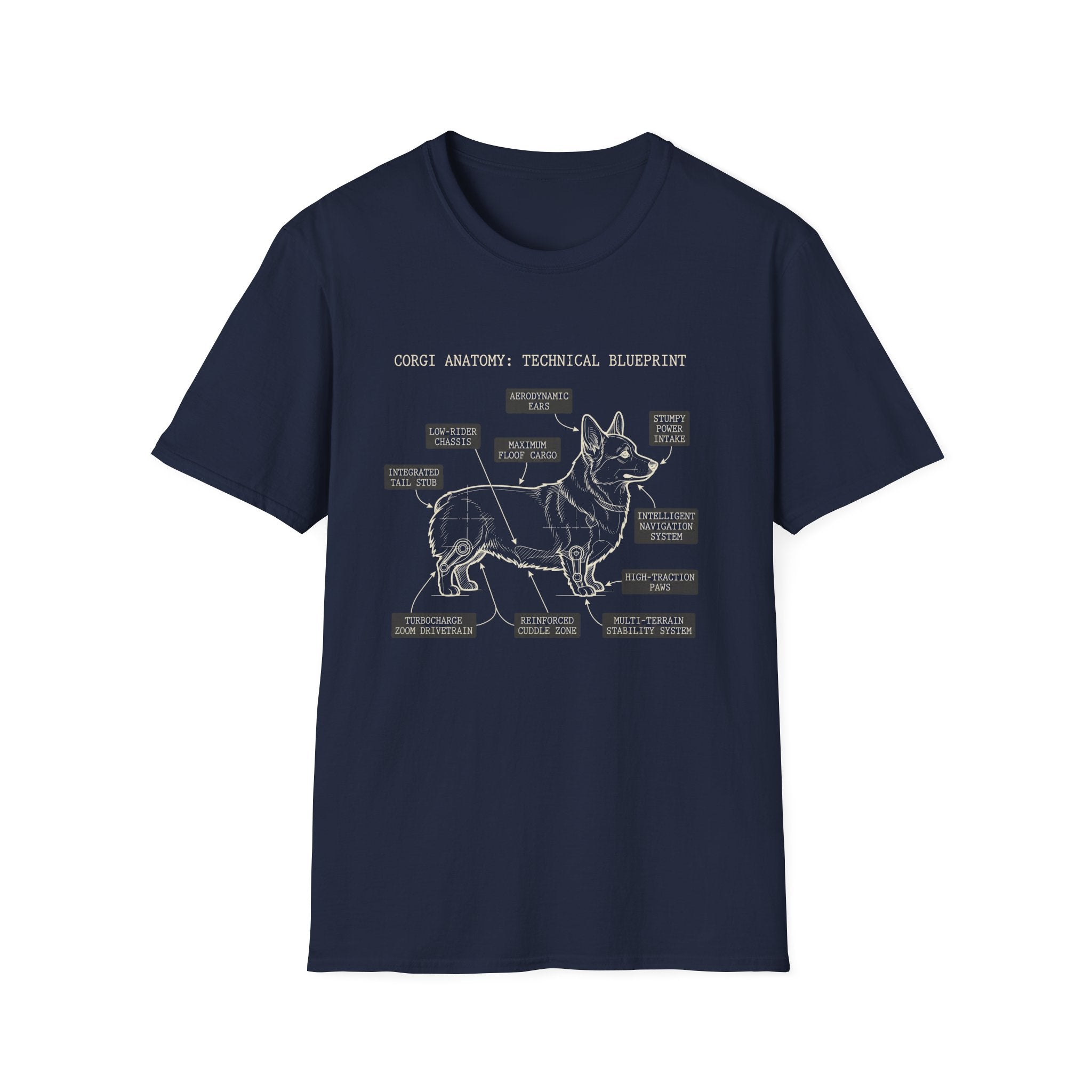 Corgi Anatomy Blueprint T-Shirt — Funny Veterinary Diagram Tee