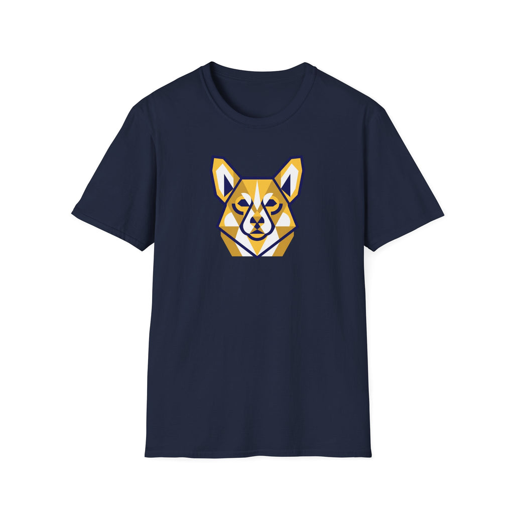 Geometric Corgi Graphic T-Shirt — Minimal Dog Face Tee for Pet Lovers