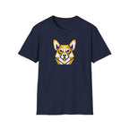 Geometric Corgi Graphic T-Shirt — Minimal Dog Face Tee for Pet Lovers