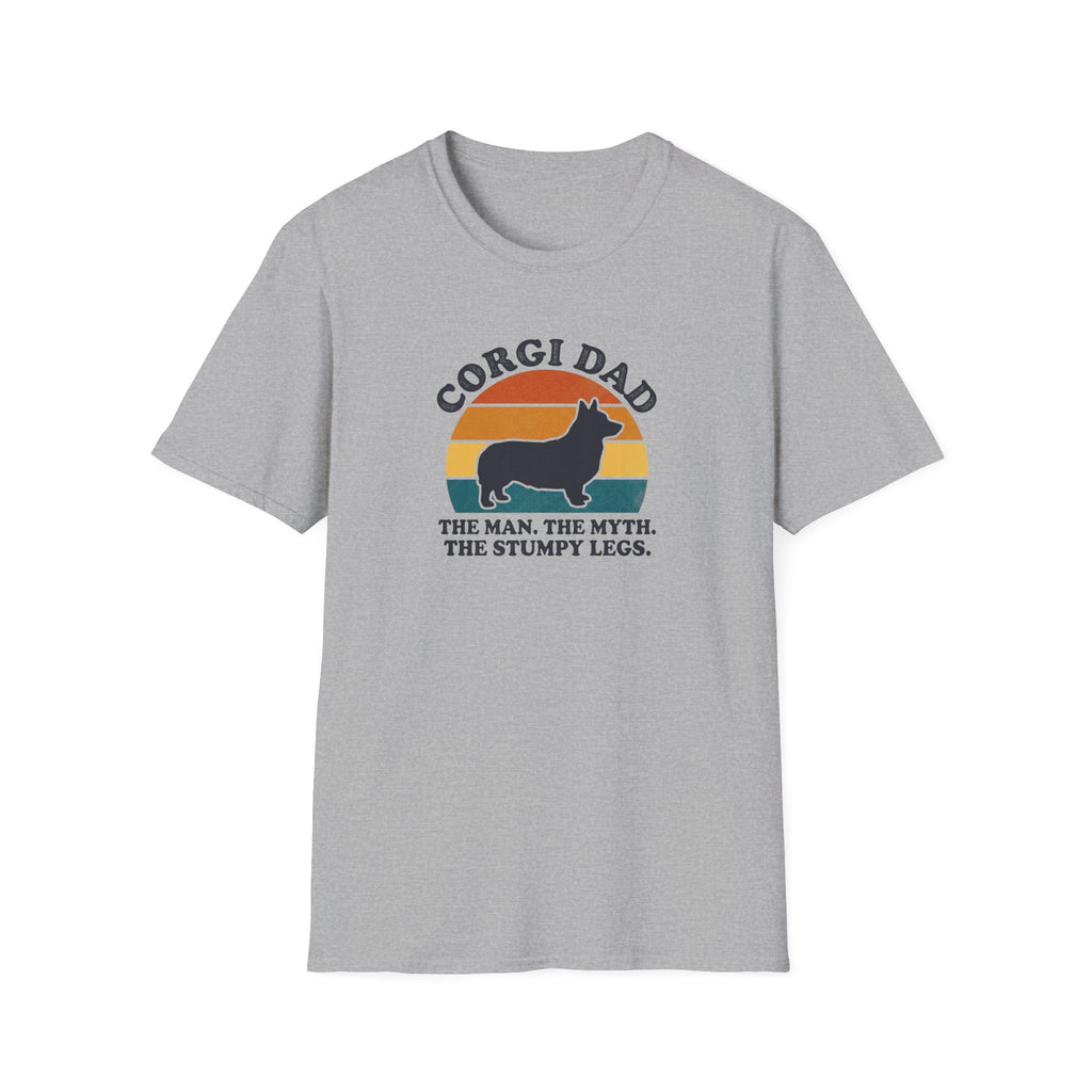 Corgi Dad T-Shirt — "The Man. The Myth. The Stumpy Legs." Retro Dog Dad Tee
