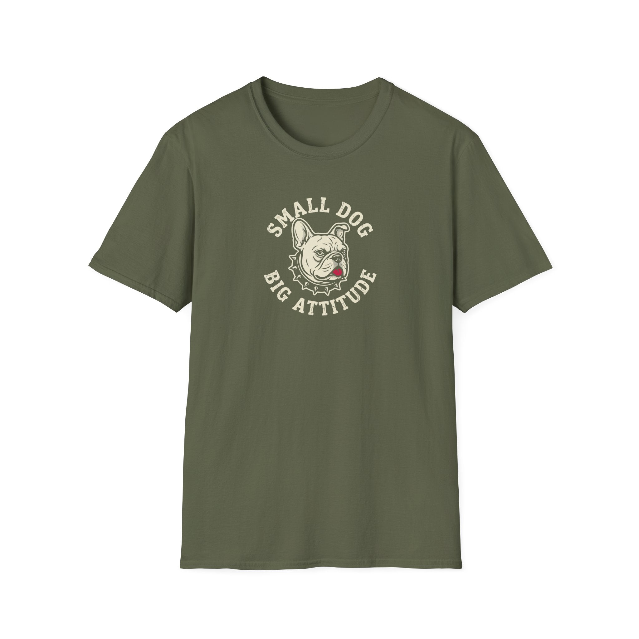 T-Shirt — "Small Dog Big Attitude" Vintage Bulldog Graphic