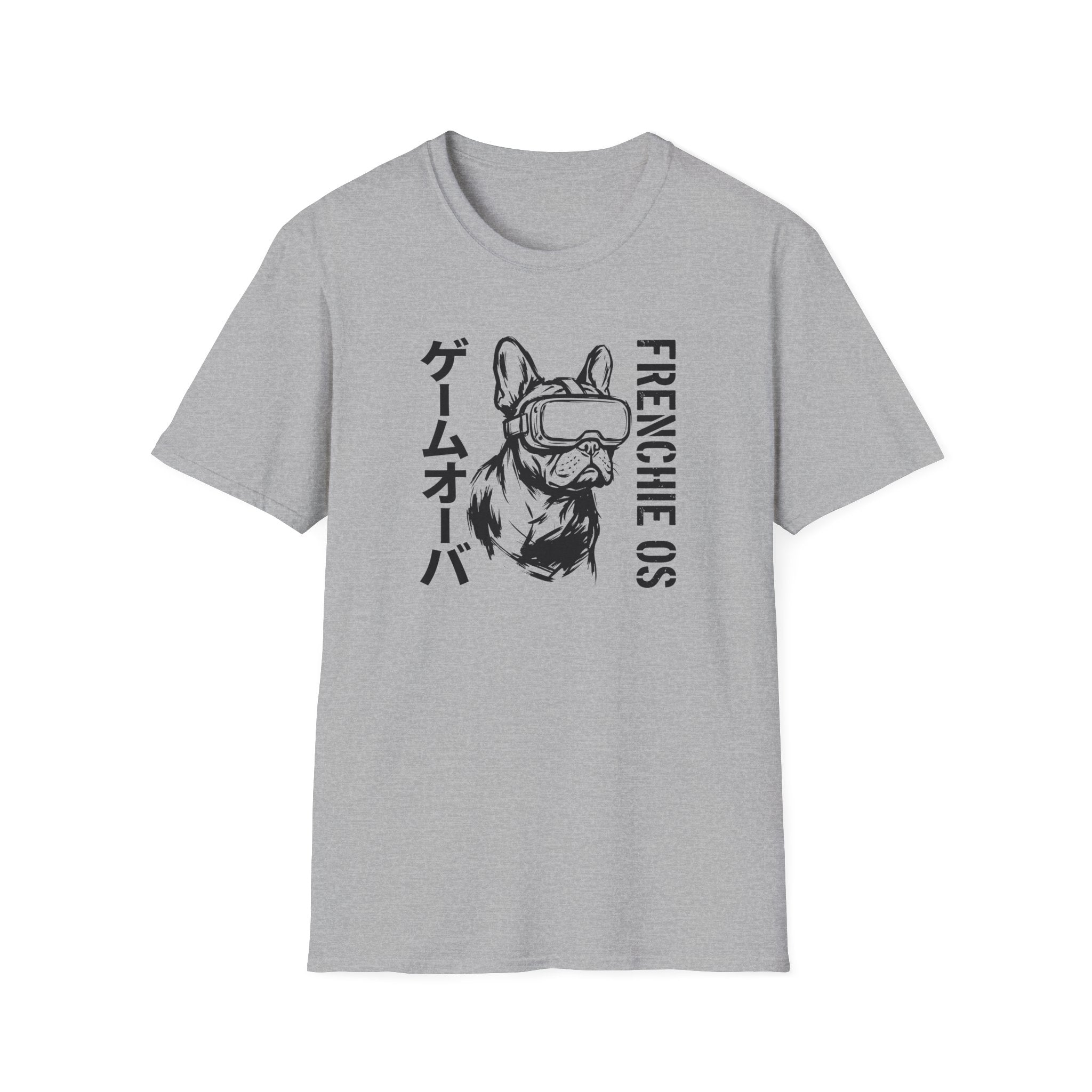 Frenchie VR Gamer T-Shirt — "Game Over" Japanese Text Graphic