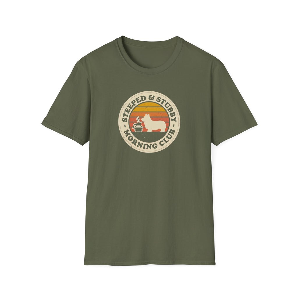 T‑Shirt — "Steeped & Stubborn Morning Club" Vintage Coffee Tee
