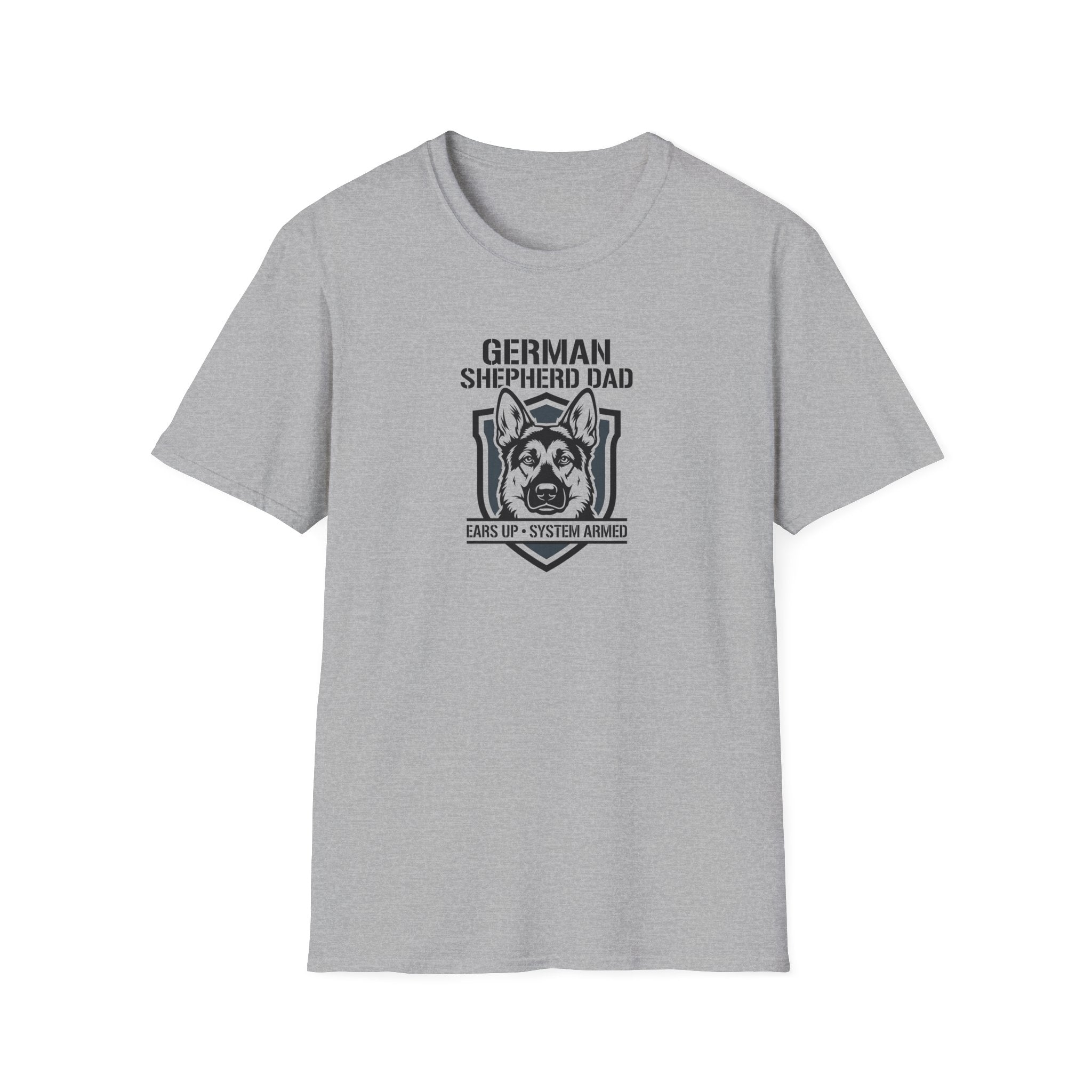 German Shepherd Dad T-Shirt – "Ears Up, System Armed" Dog Dad Tee