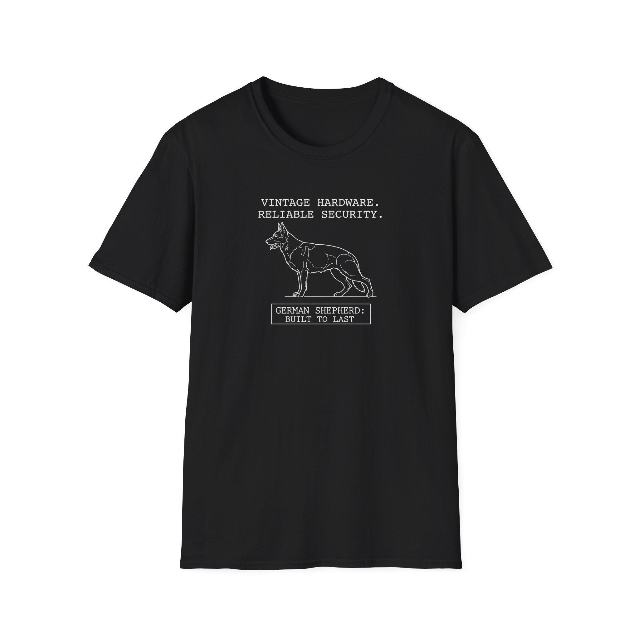 German Shepherd T-Shirt – “Vintage Hardware, Reliable Security” Graphic Tee
