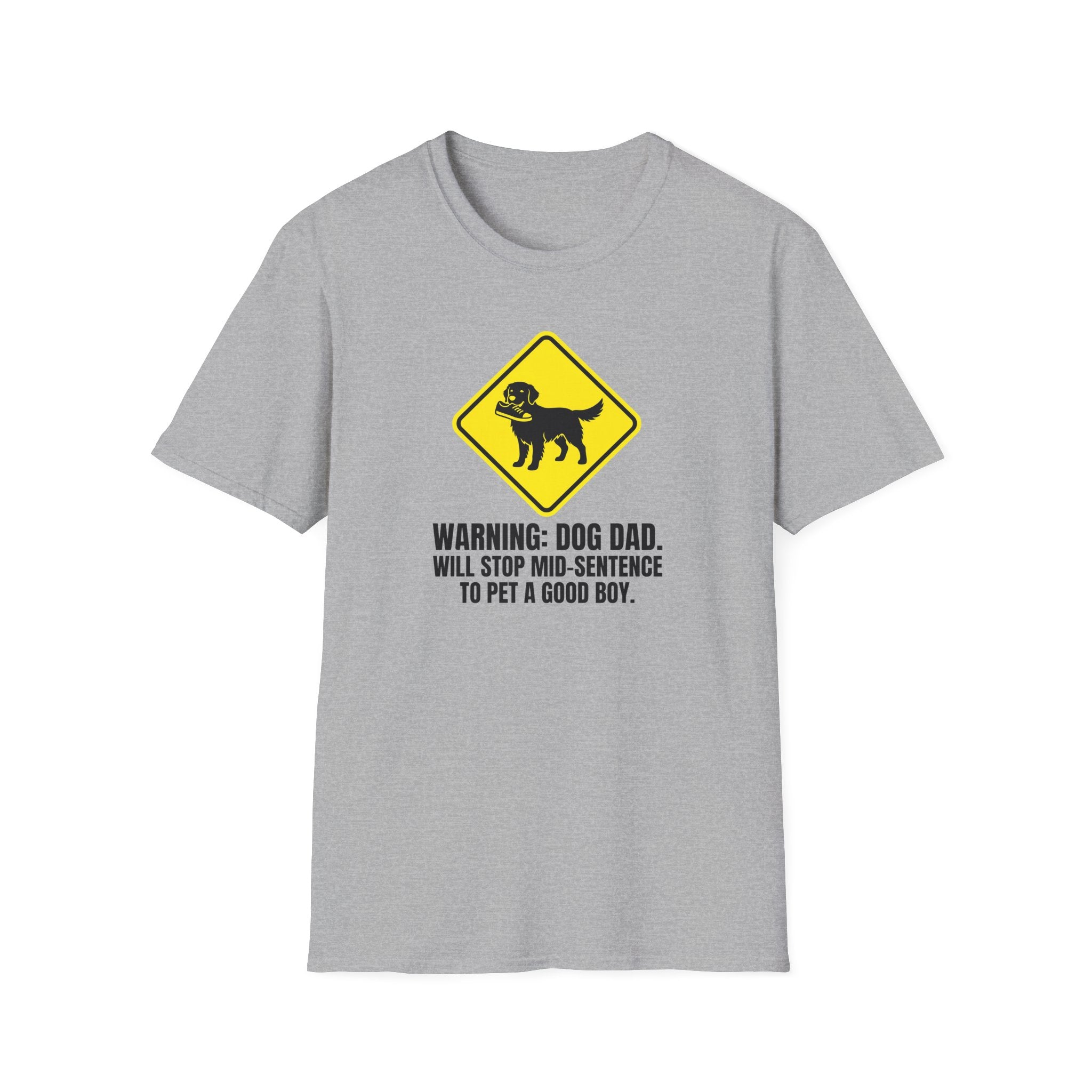 Golden Retriever Dad T-Shirt — Warning, I'll Stop Mid-Sentence to Pet a Good Boy