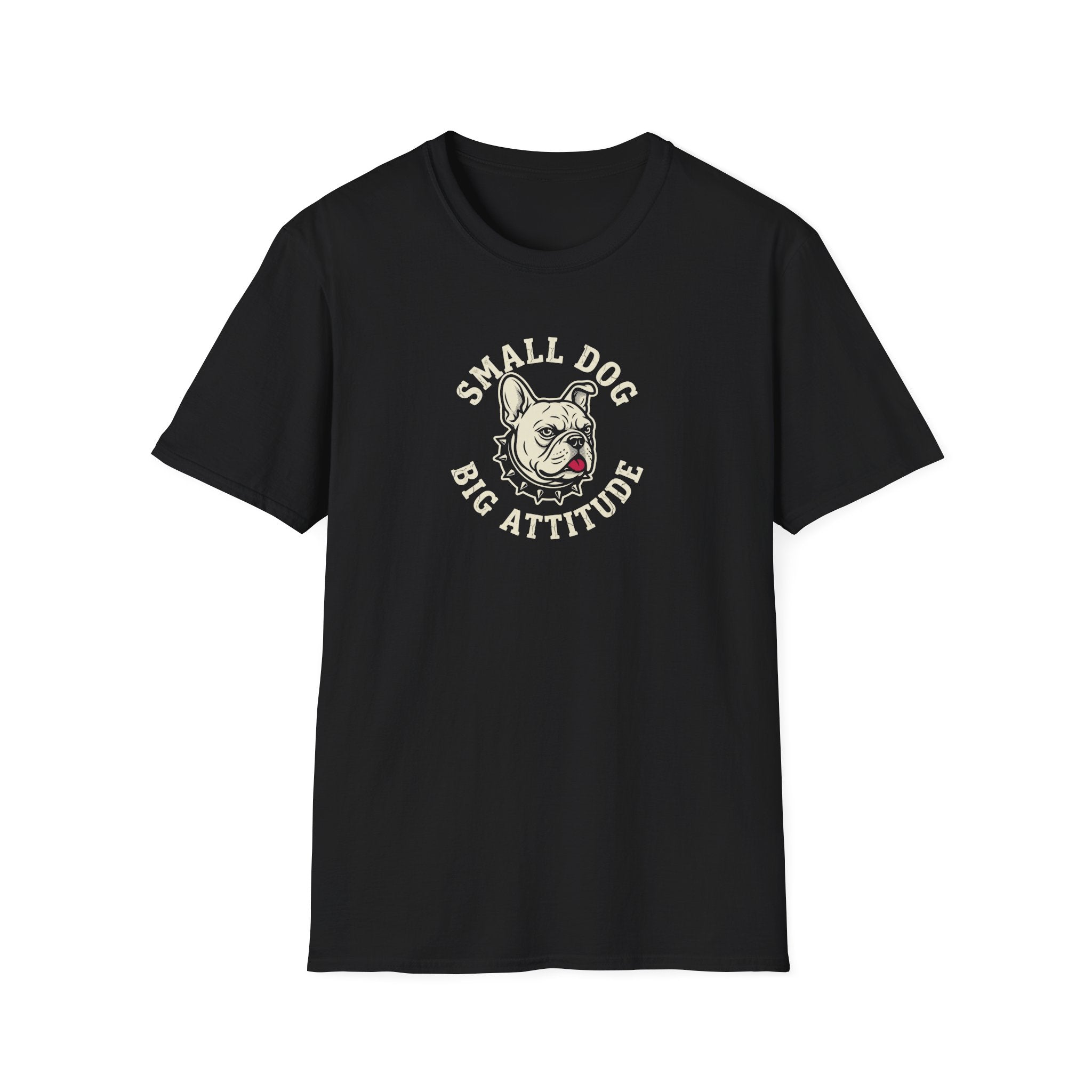T-Shirt — "Small Dog Big Attitude" Vintage Bulldog Graphic