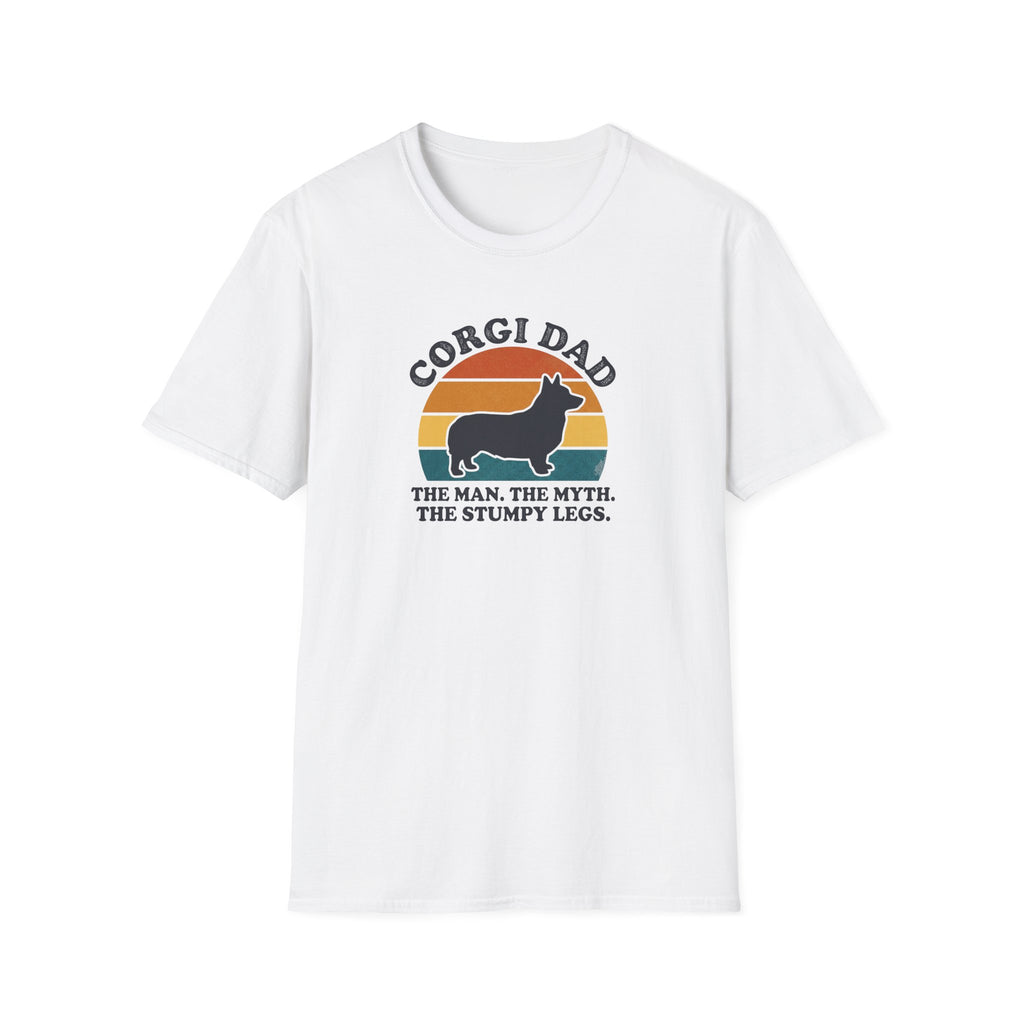 Corgi Dad T-Shirt — "The Man. The Myth. The Stumpy Legs." Retro Dog Dad Tee