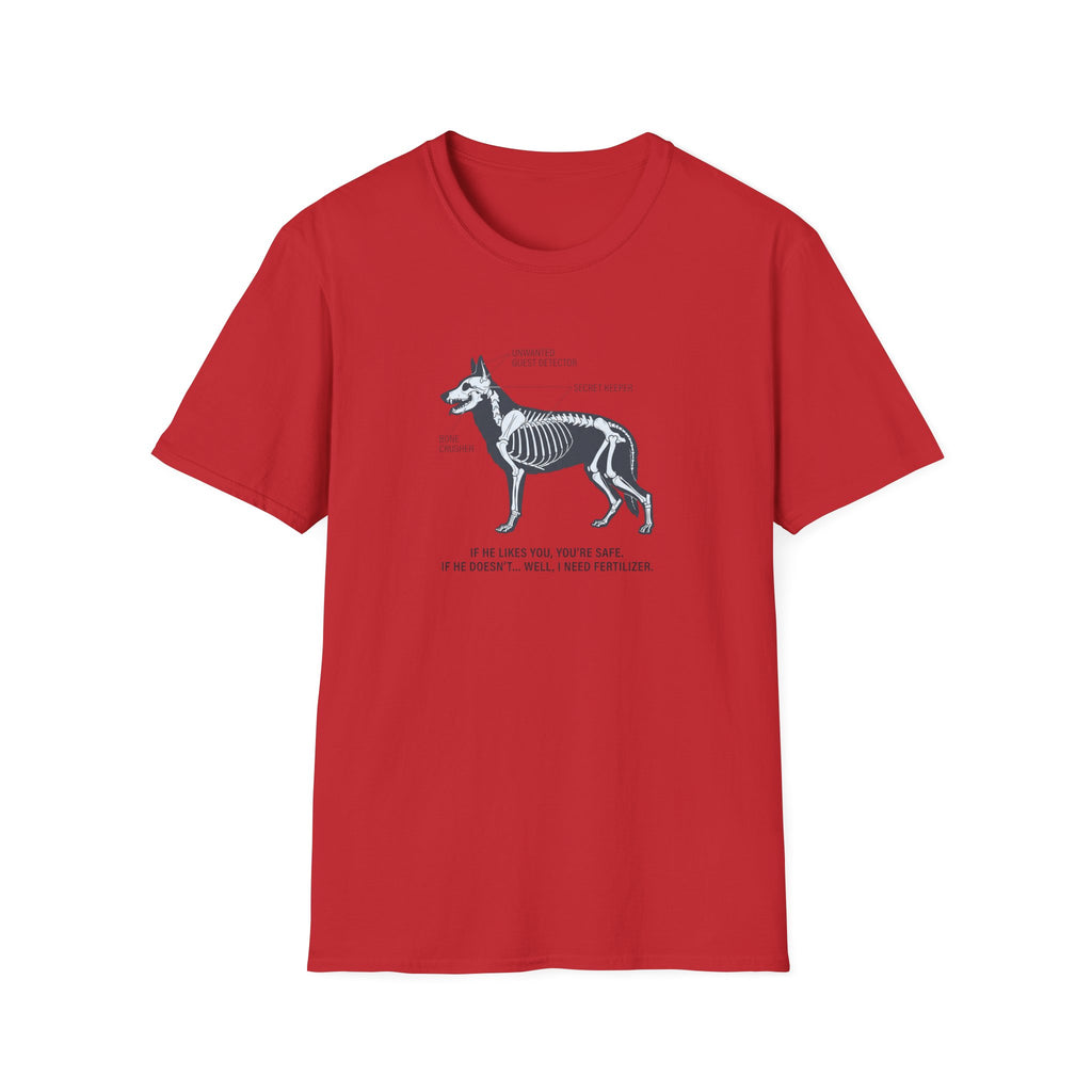 German Shepherd Anatomy Diagram T-Shirt — Vintage Veterinary Skeletal Illustration Tee
