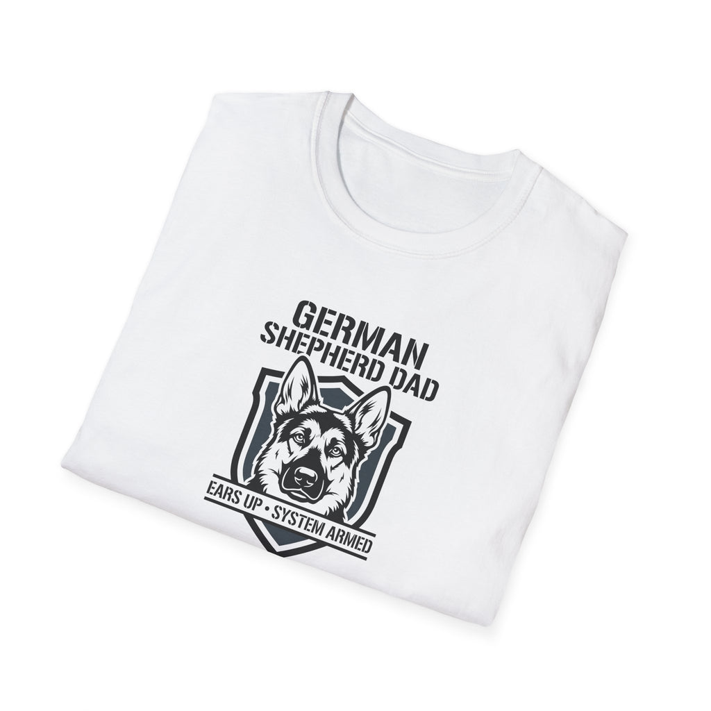 German Shepherd Dad T-Shirt – "Ears Up, System Armed" Dog Dad Tee
