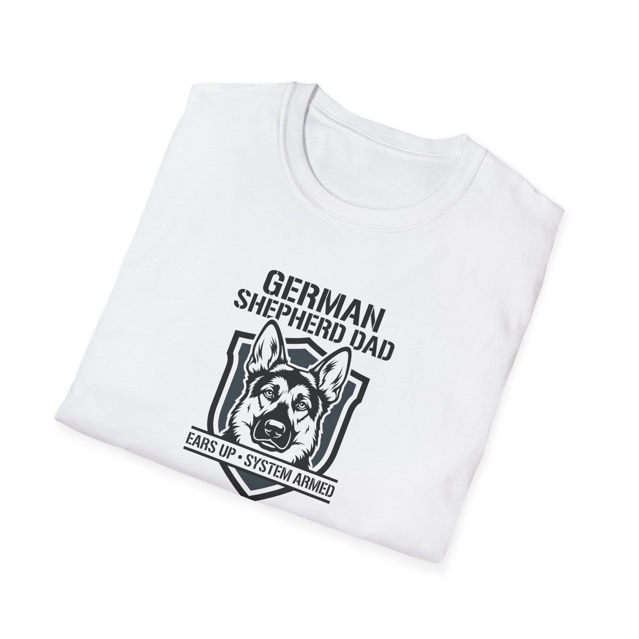 German Shepherd Dad T-Shirt – "Ears Up, System Armed" Dog Dad Tee