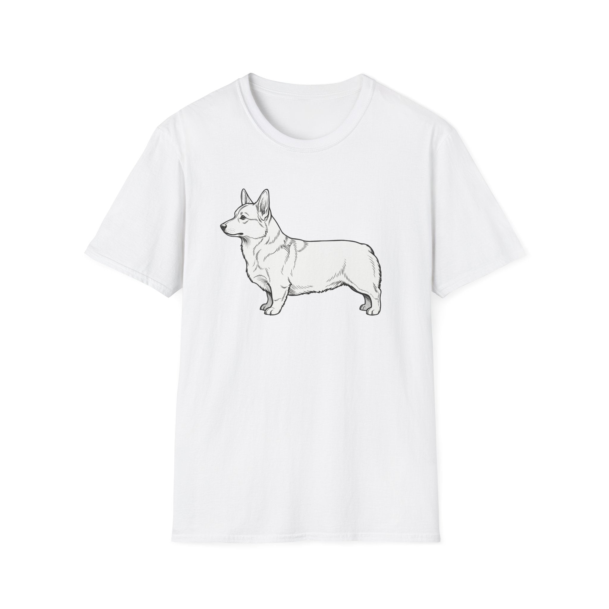 Corgi Outline T‑Shirt — Minimalist Pembroke Welsh Corgi Dog Tee