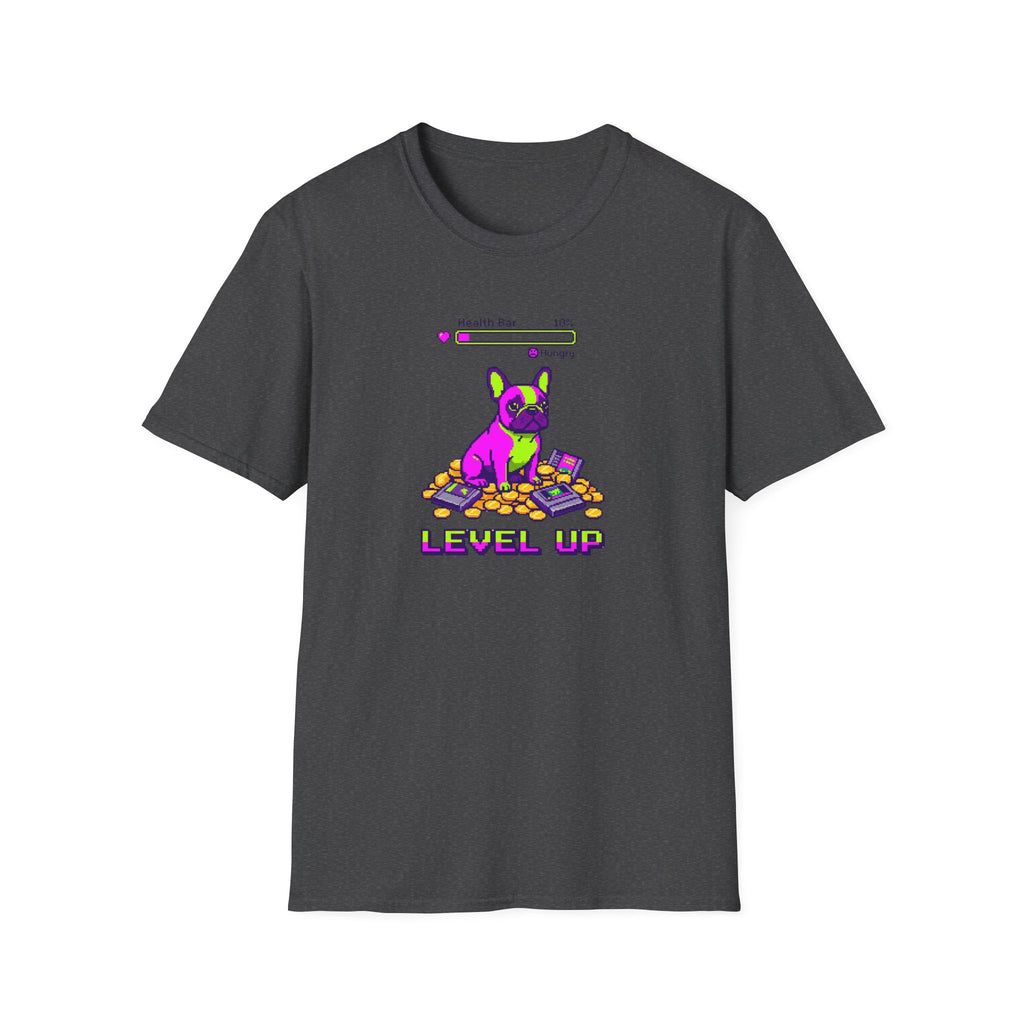 Level Up Frenchie T-Shirt — Gaming Bulldog Graphic Tee