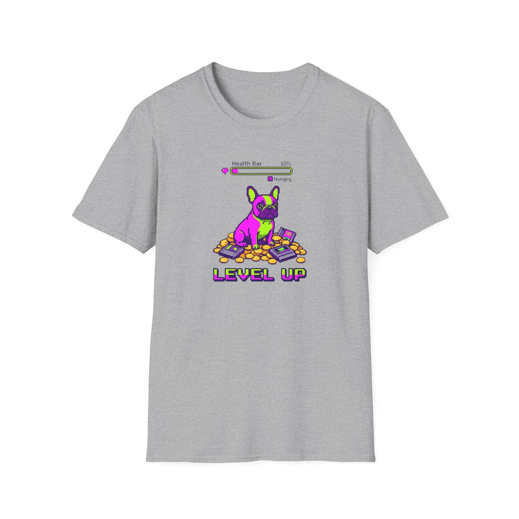Level Up Frenchie T-Shirt — Gaming Bulldog Graphic Tee