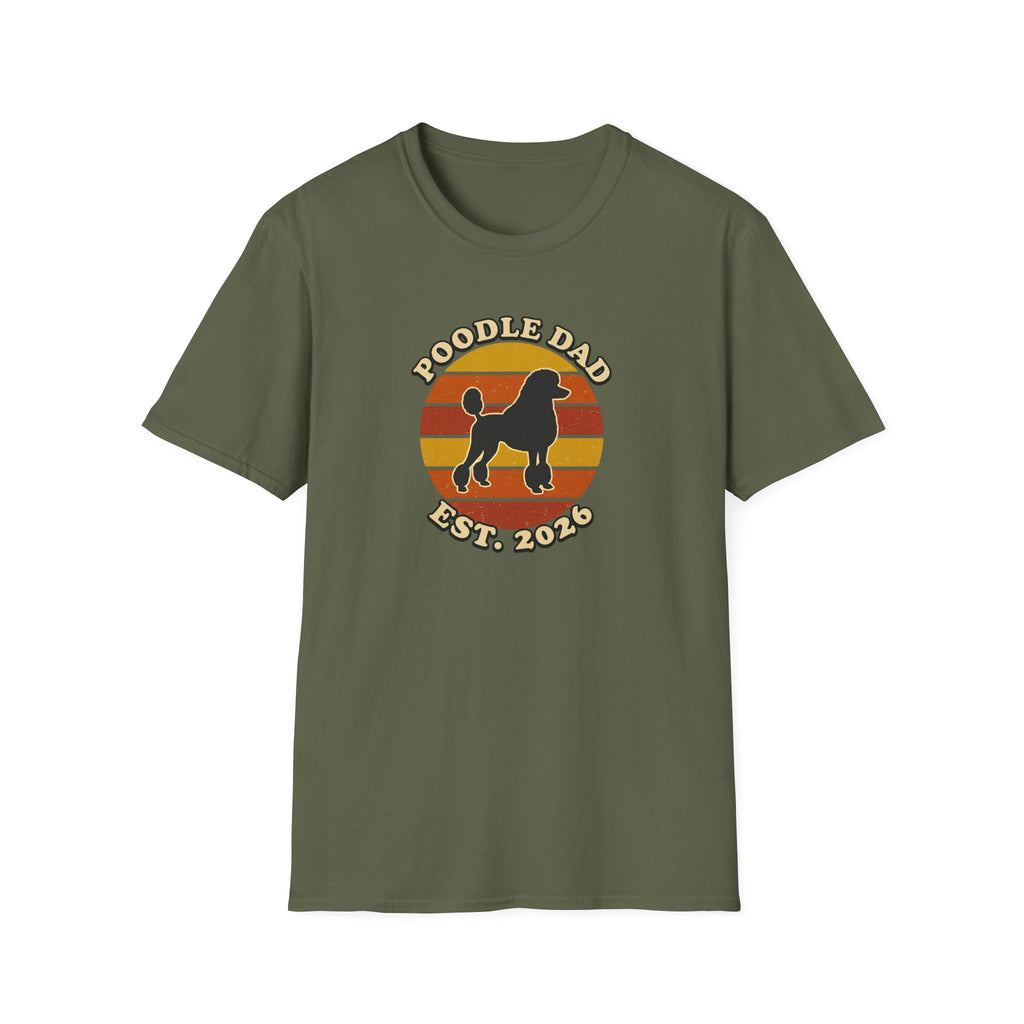 Poodle Dad T-Shirt - Retro Sunset Dog Dad Tee