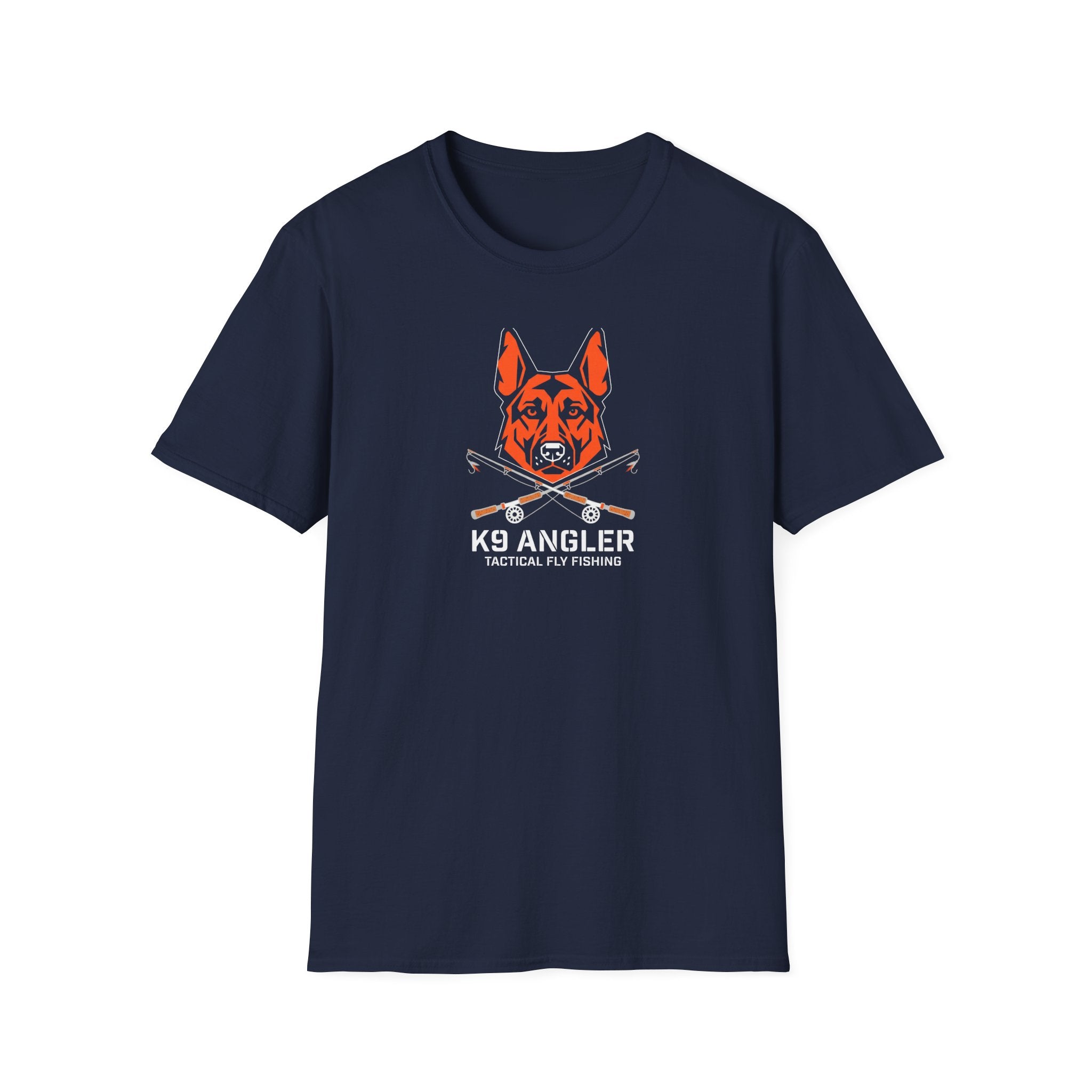 K9 Angler T‑Shirt — Tactical Fly Fishing Dog Design