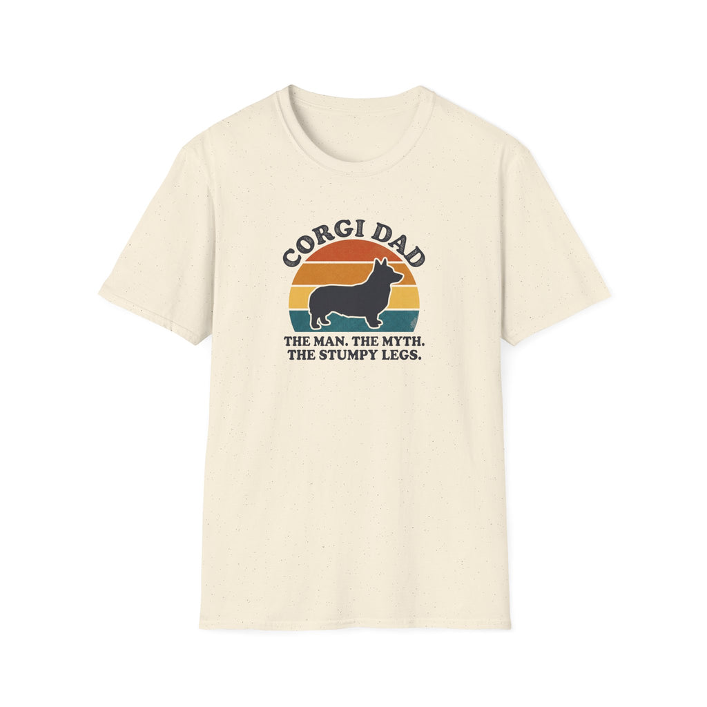 Corgi Dad T-Shirt — "The Man. The Myth. The Stumpy Legs." Retro Dog Dad Tee
