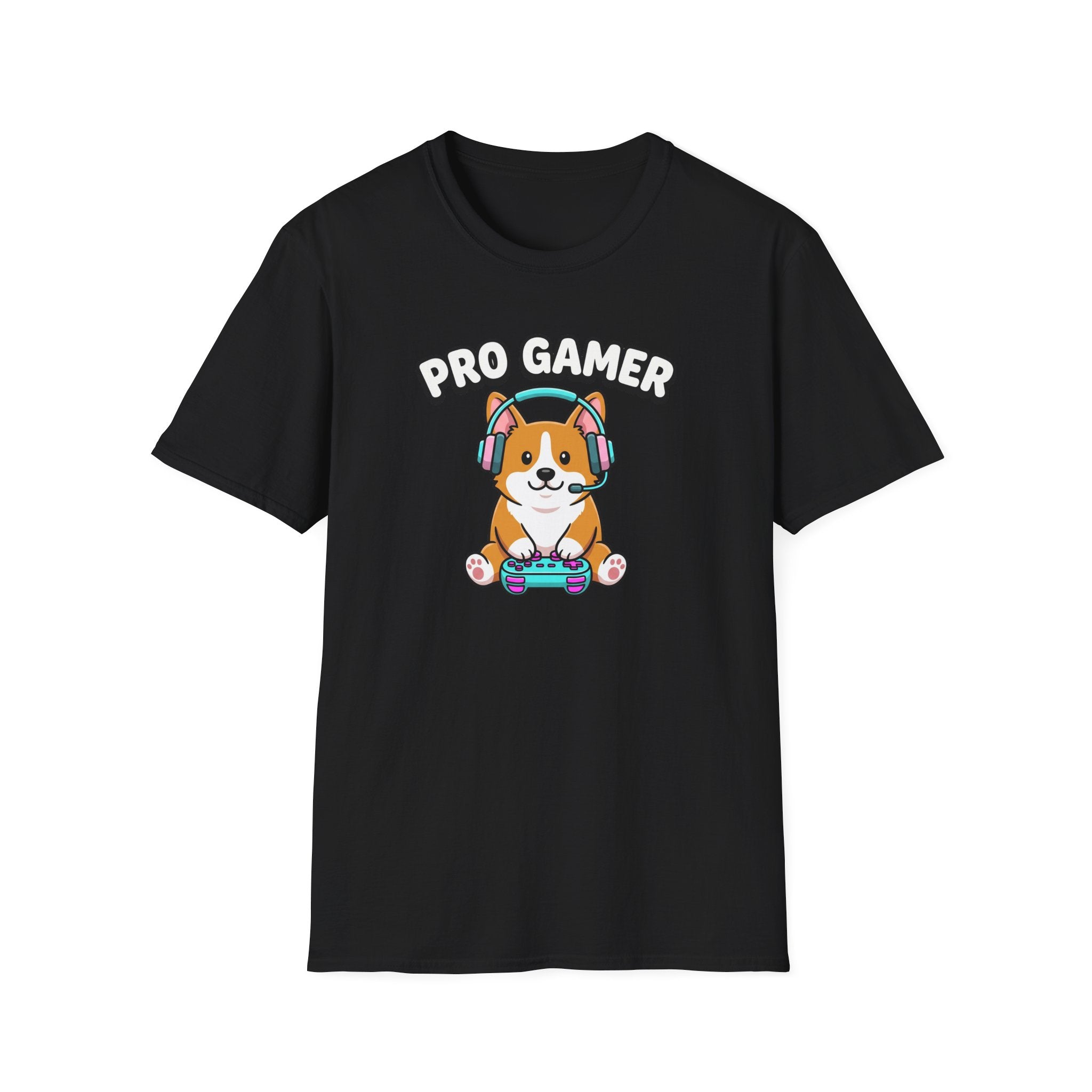 Pro Gamer Corgi T-Shirt — Cute Gaming Shirt with Headset & Controller