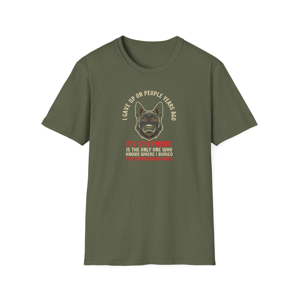 German Shepherd Owner T‑Shirt — “My Shepherd Is The Only One Who Knows Where I Buried The Body” Dog Lover Tee