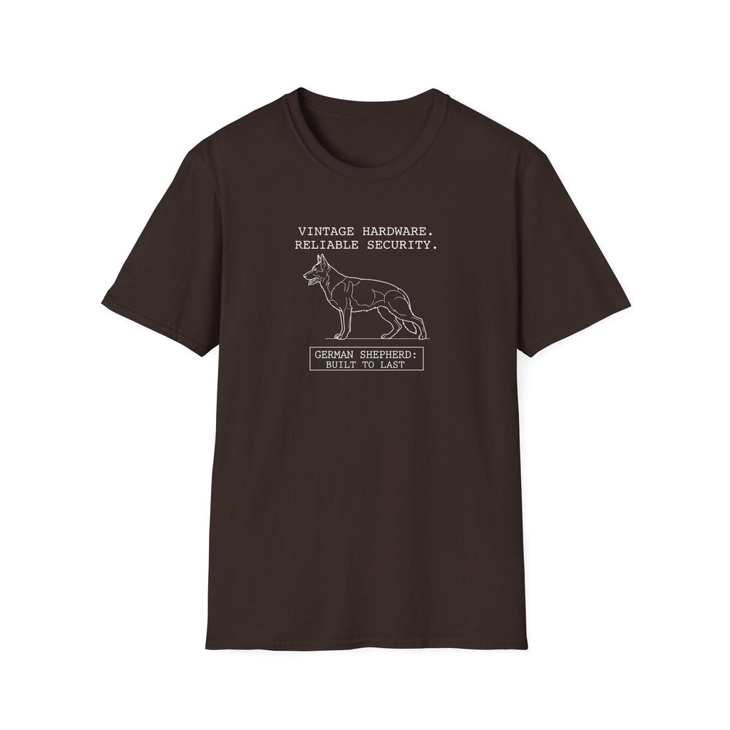 German Shepherd T-Shirt – “Vintage Hardware, Reliable Security” Graphic Tee
