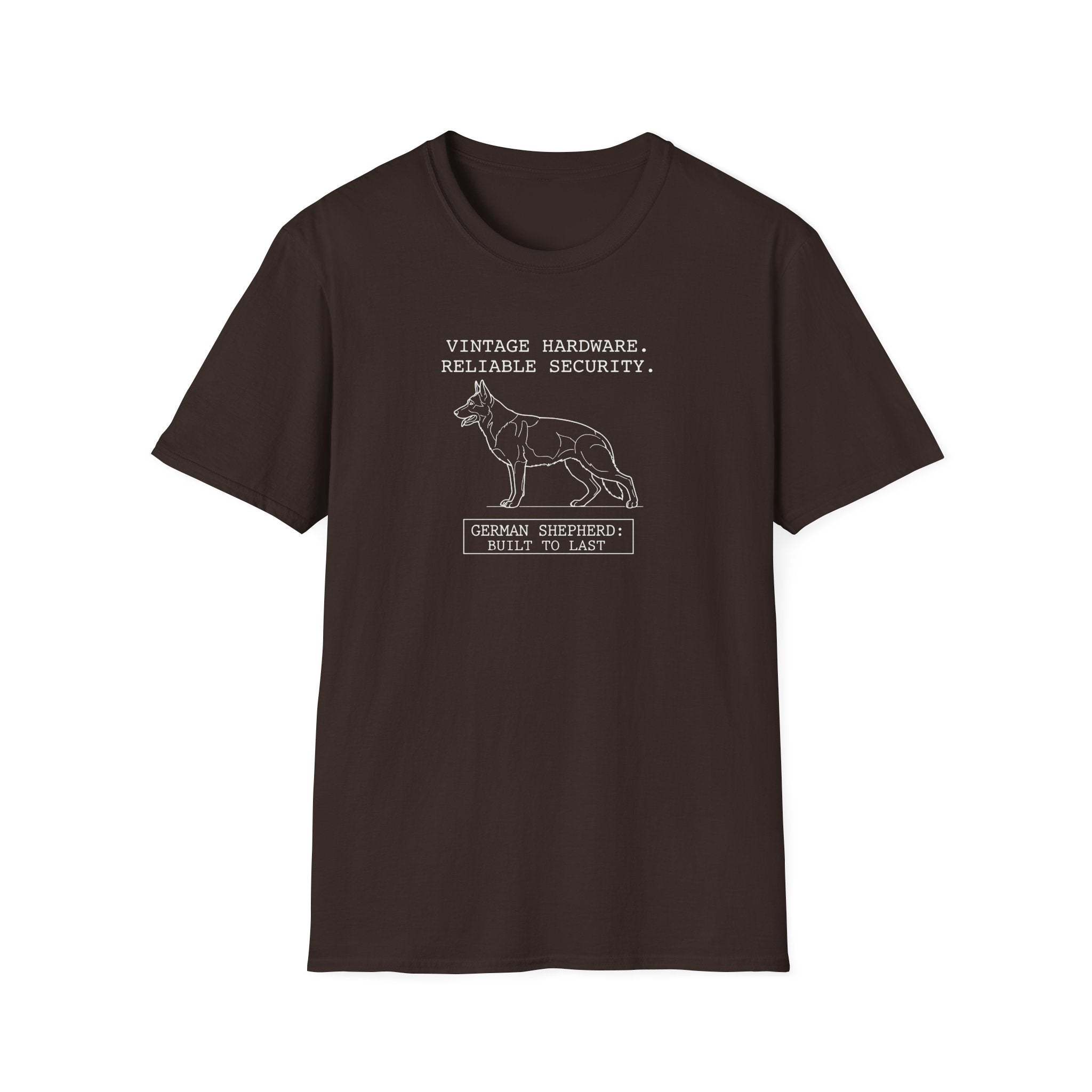 German Shepherd T-Shirt – “Vintage Hardware, Reliable Security” Graphic Tee