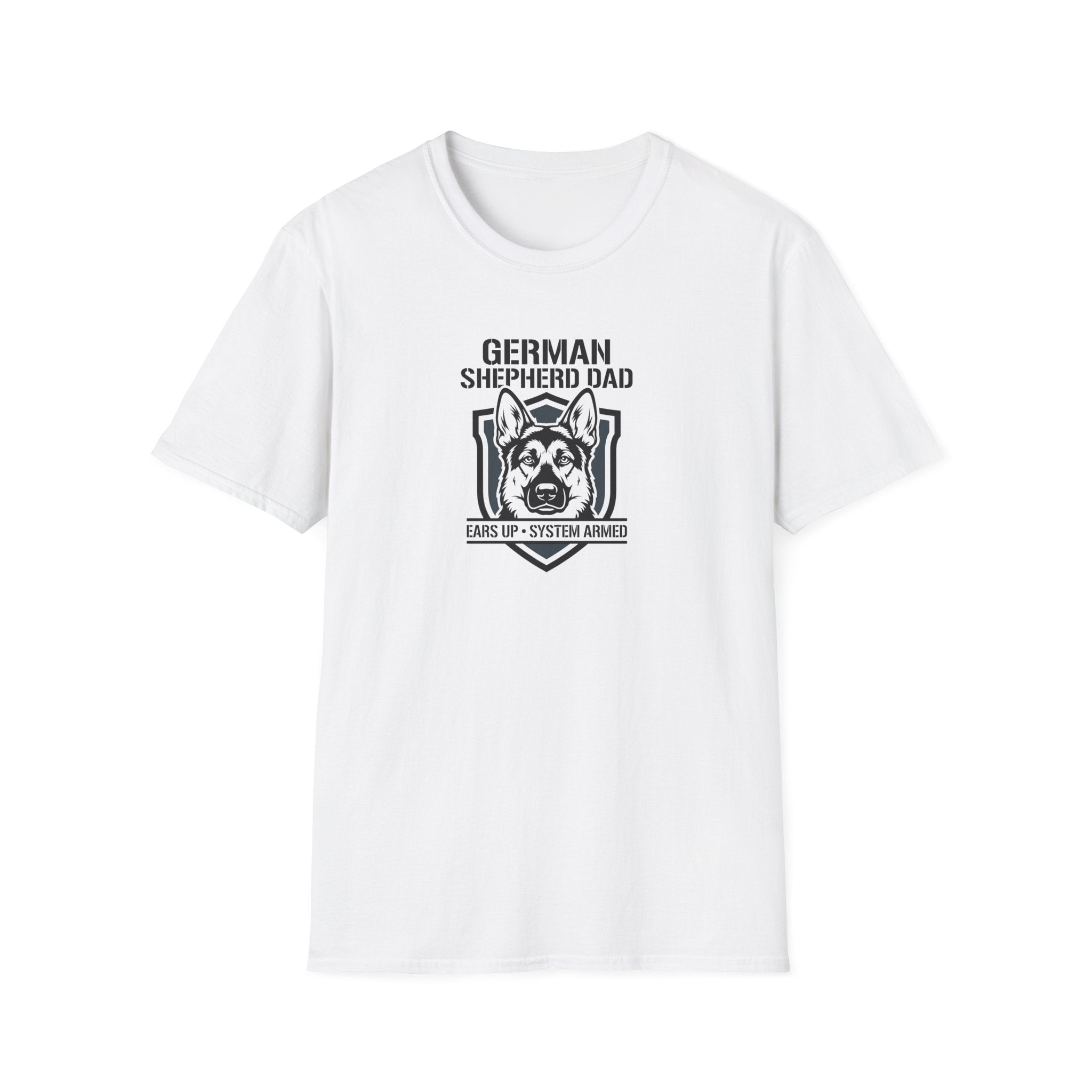 German Shepherd Dad T-Shirt – "Ears Up, System Armed" Dog Dad Tee