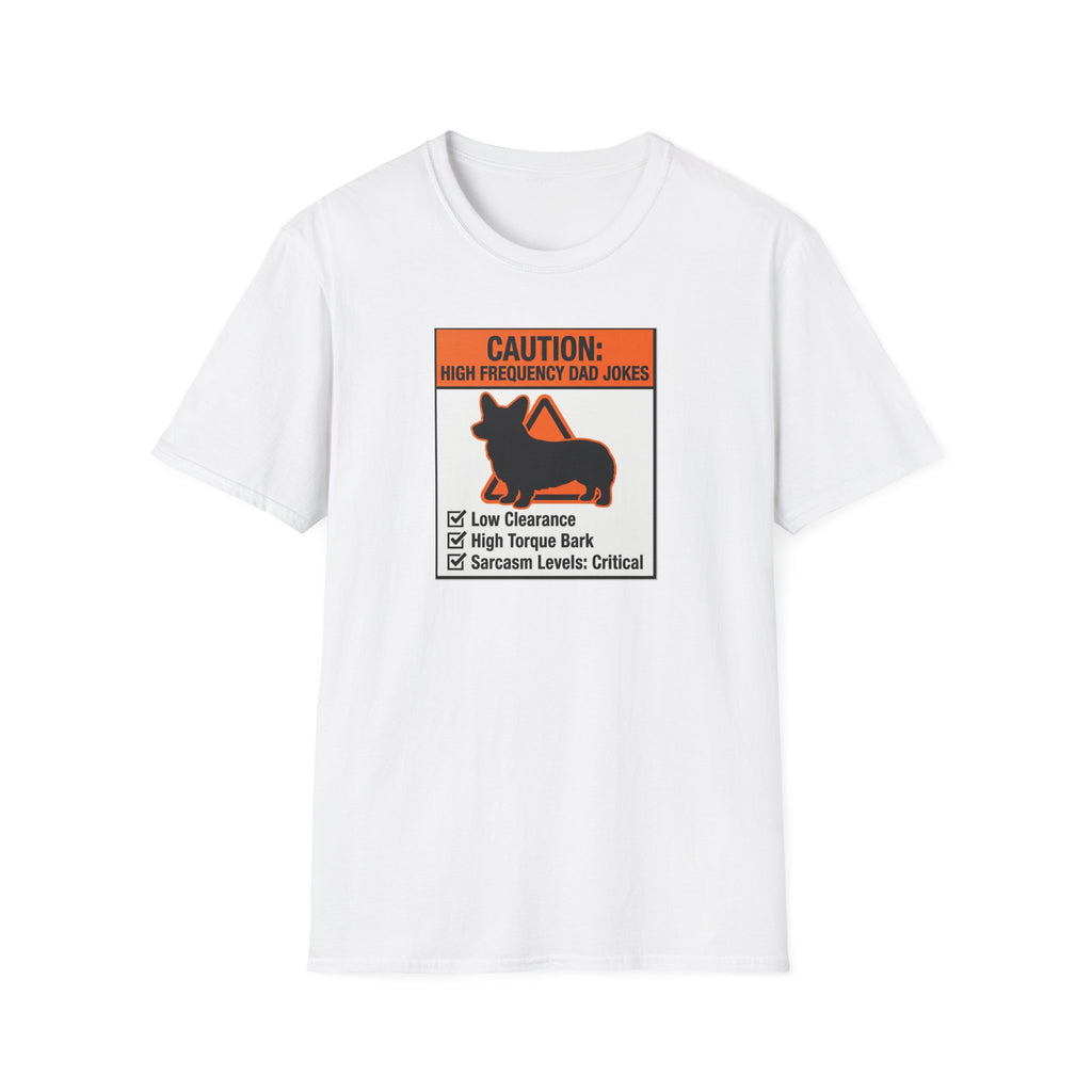Dad Warning T-Shirt — "Caution: High Frequency Dad Jokes" Humorous Father's Day Tee