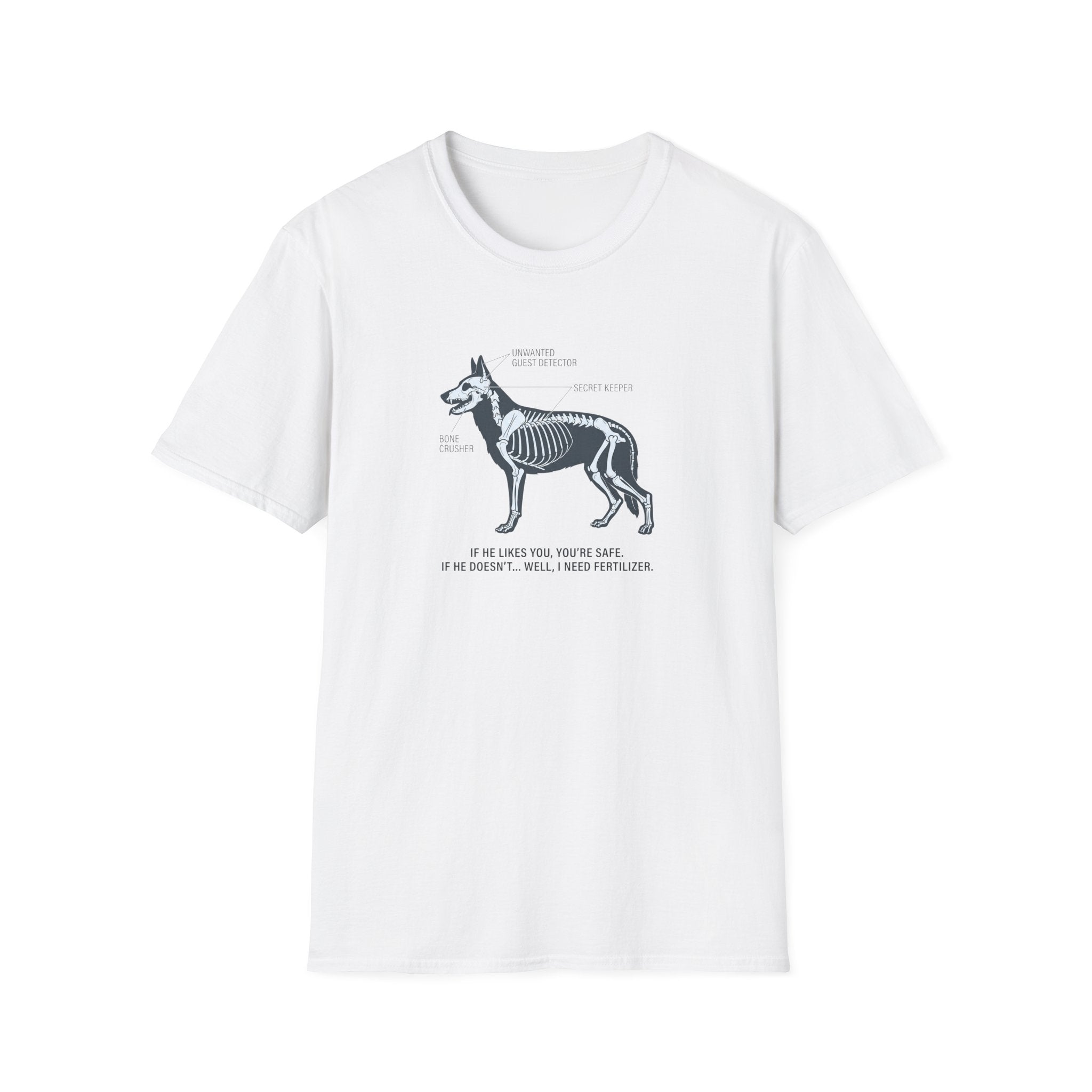 German Shepherd Anatomy Diagram T-Shirt — Vintage Veterinary Skeletal Illustration Tee