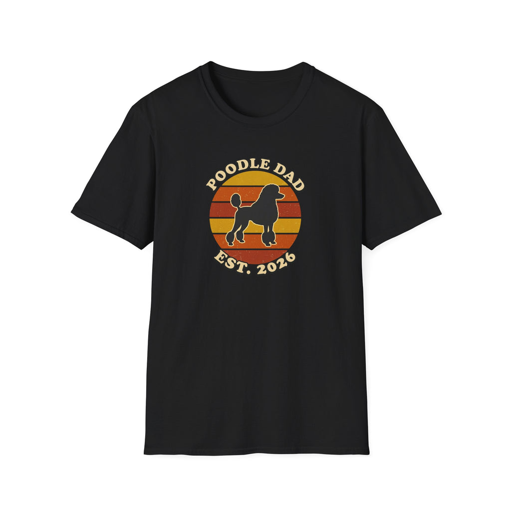 Poodle Dad T-Shirt - Retro Sunset Dog Dad Tee