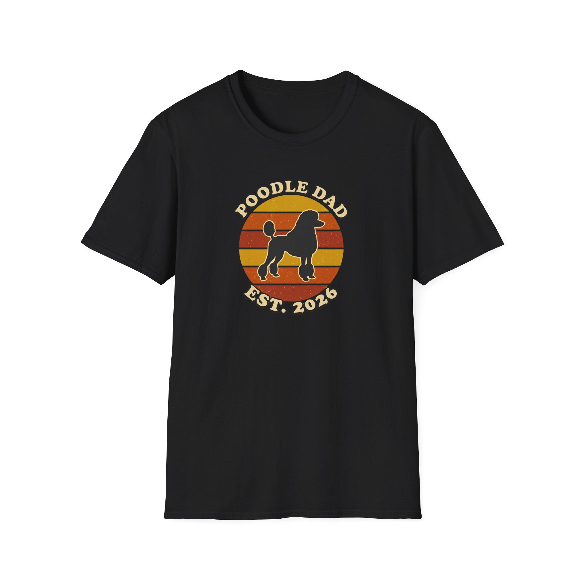 Poodle Dad T-Shirt - Retro Sunset Dog Dad Tee