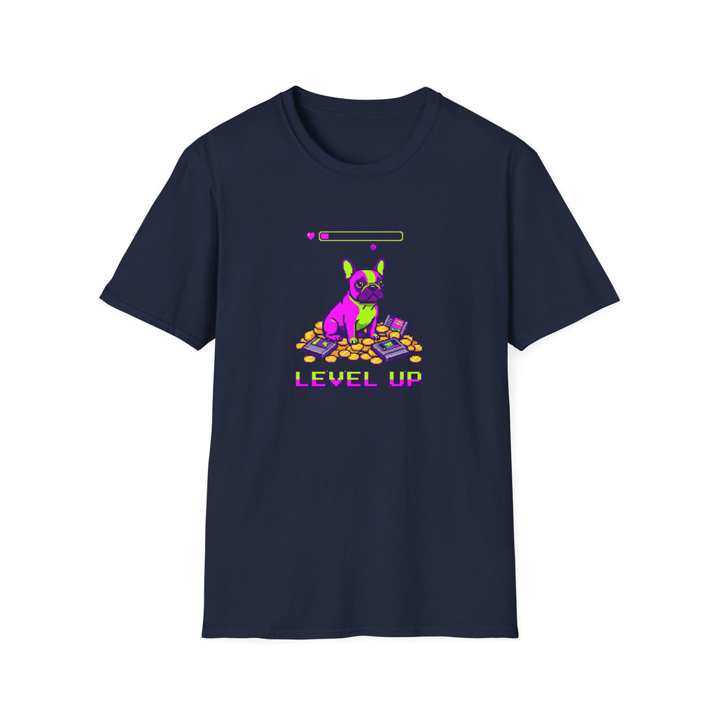 Level Up Frenchie T-Shirt — Gaming Bulldog Graphic Tee