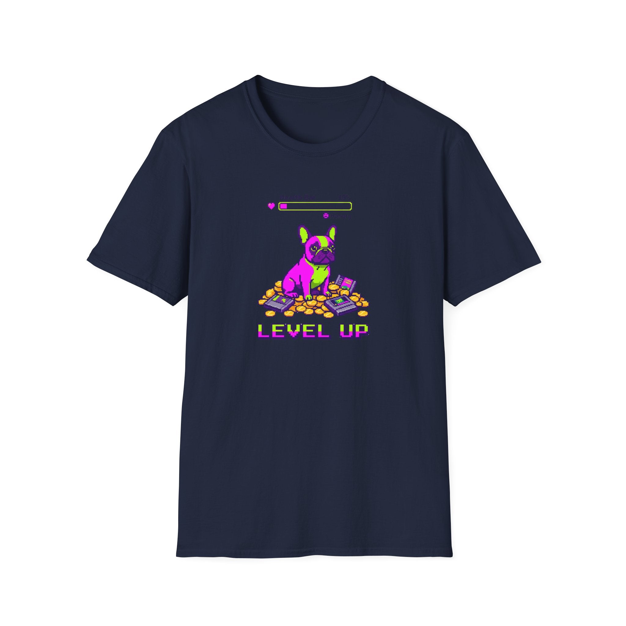 Level Up Frenchie T-Shirt — Gaming Bulldog Graphic Tee