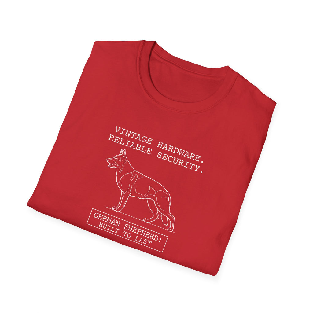 German Shepherd T-Shirt – “Vintage Hardware, Reliable Security” Graphic Tee
