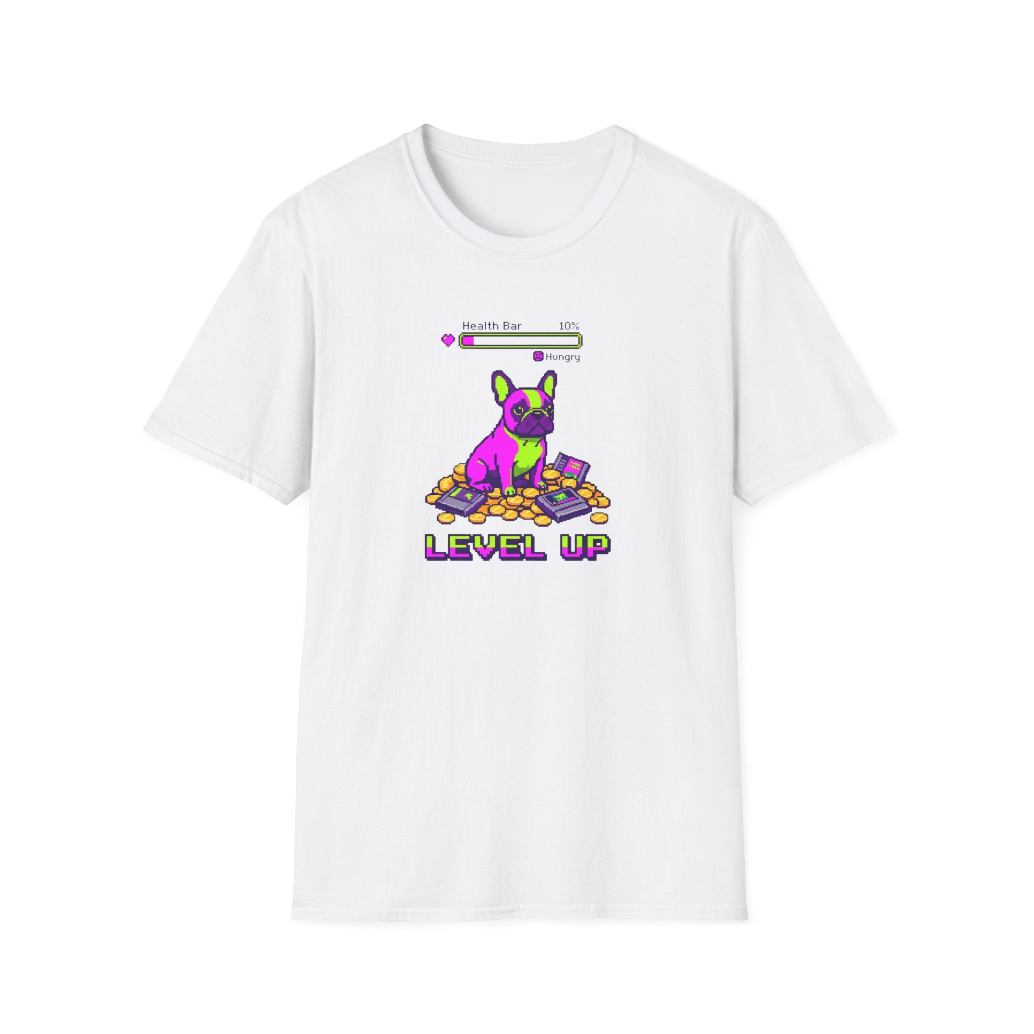 Level Up Frenchie T-Shirt — Gaming Bulldog Graphic Tee