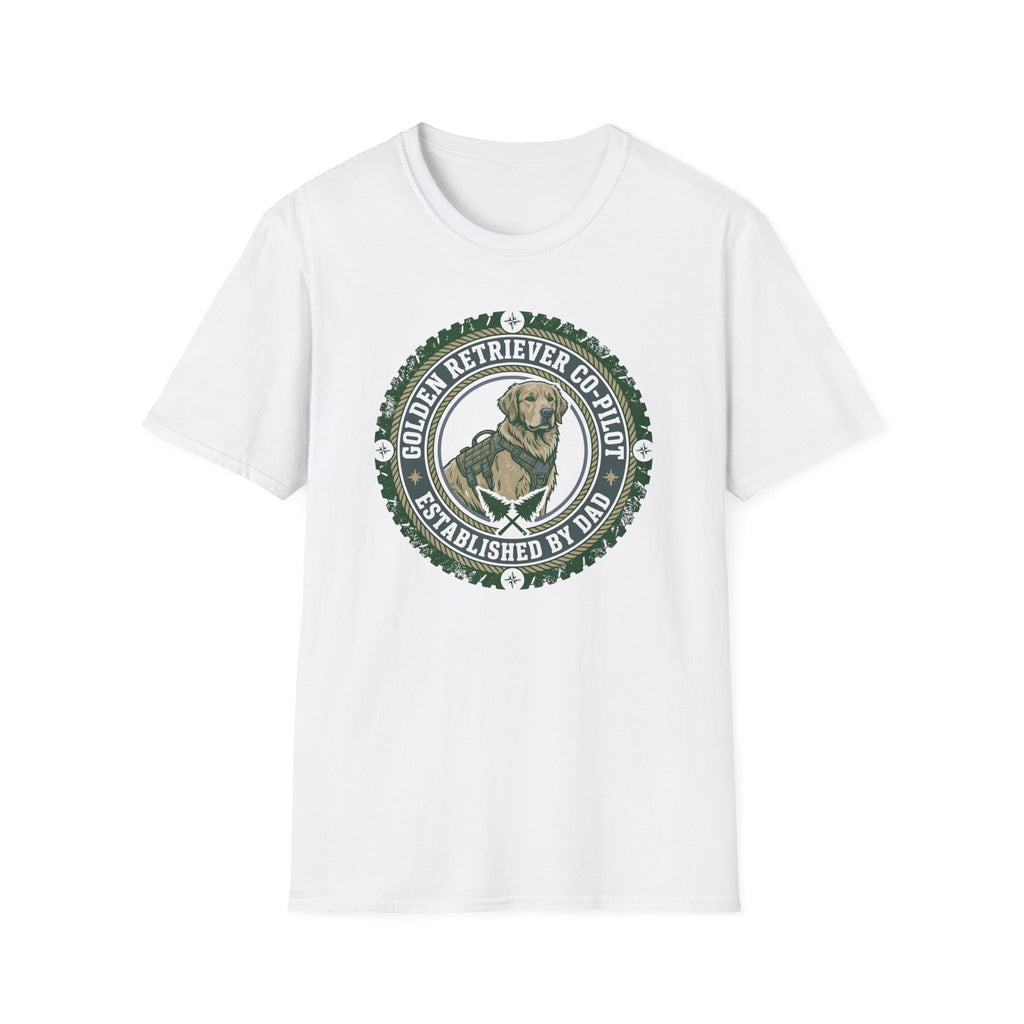 Golden Retriever Dog Dad T-Shirt-Co-Pilot Badge