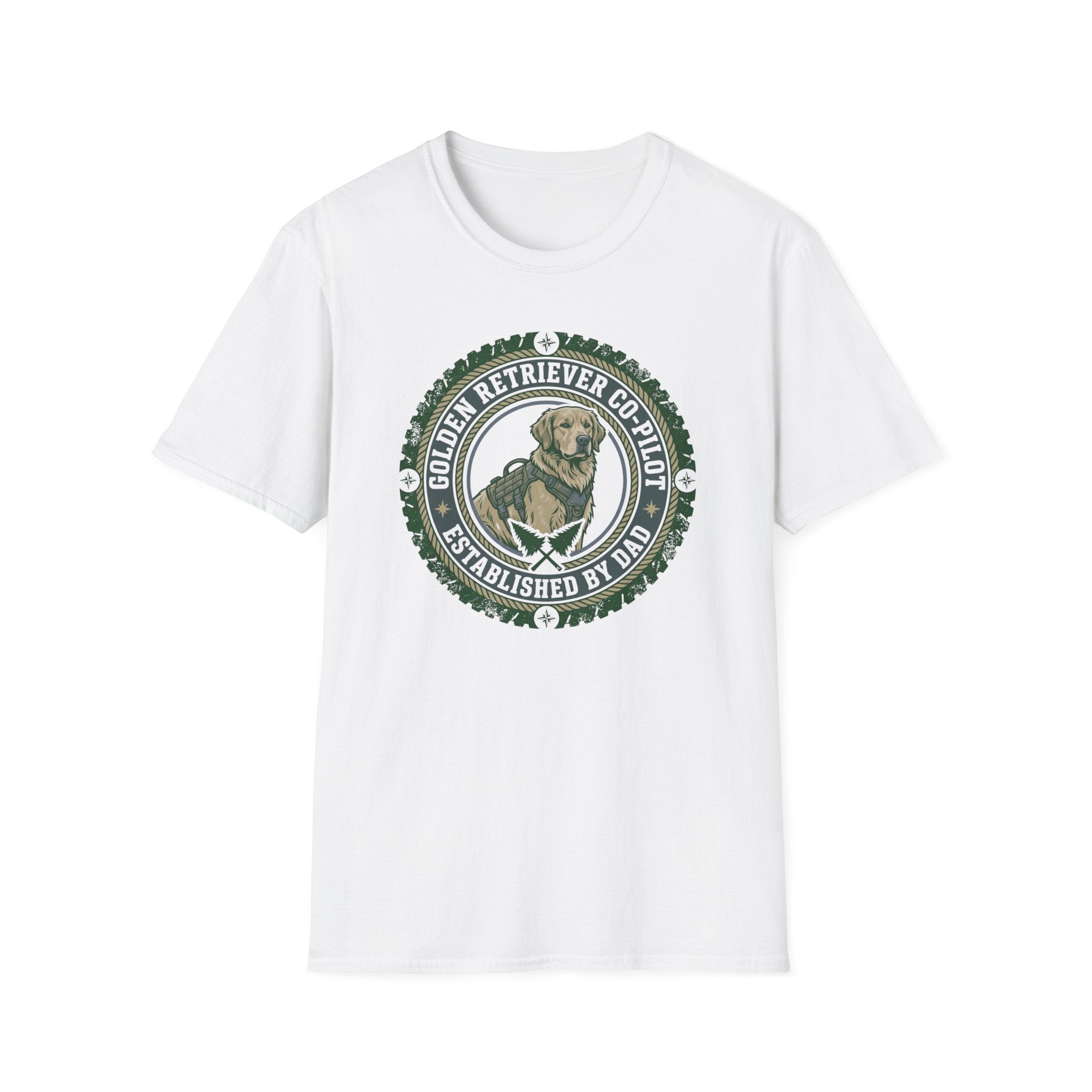 Golden Retriever Dog Dad T-Shirt-Co-Pilot Badge