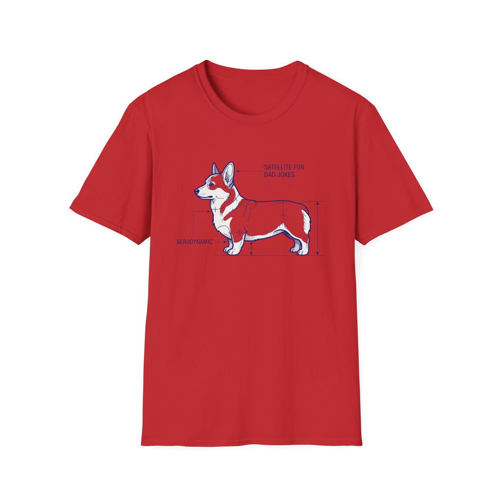 Corgi Blueprint Tee — "SatelLite from Dad Jones" Diagram T-Shirt