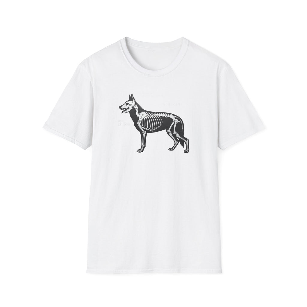 German Shepherd Skeleton T-Shirt — Gothic X-Ray Canine Graphic Tee