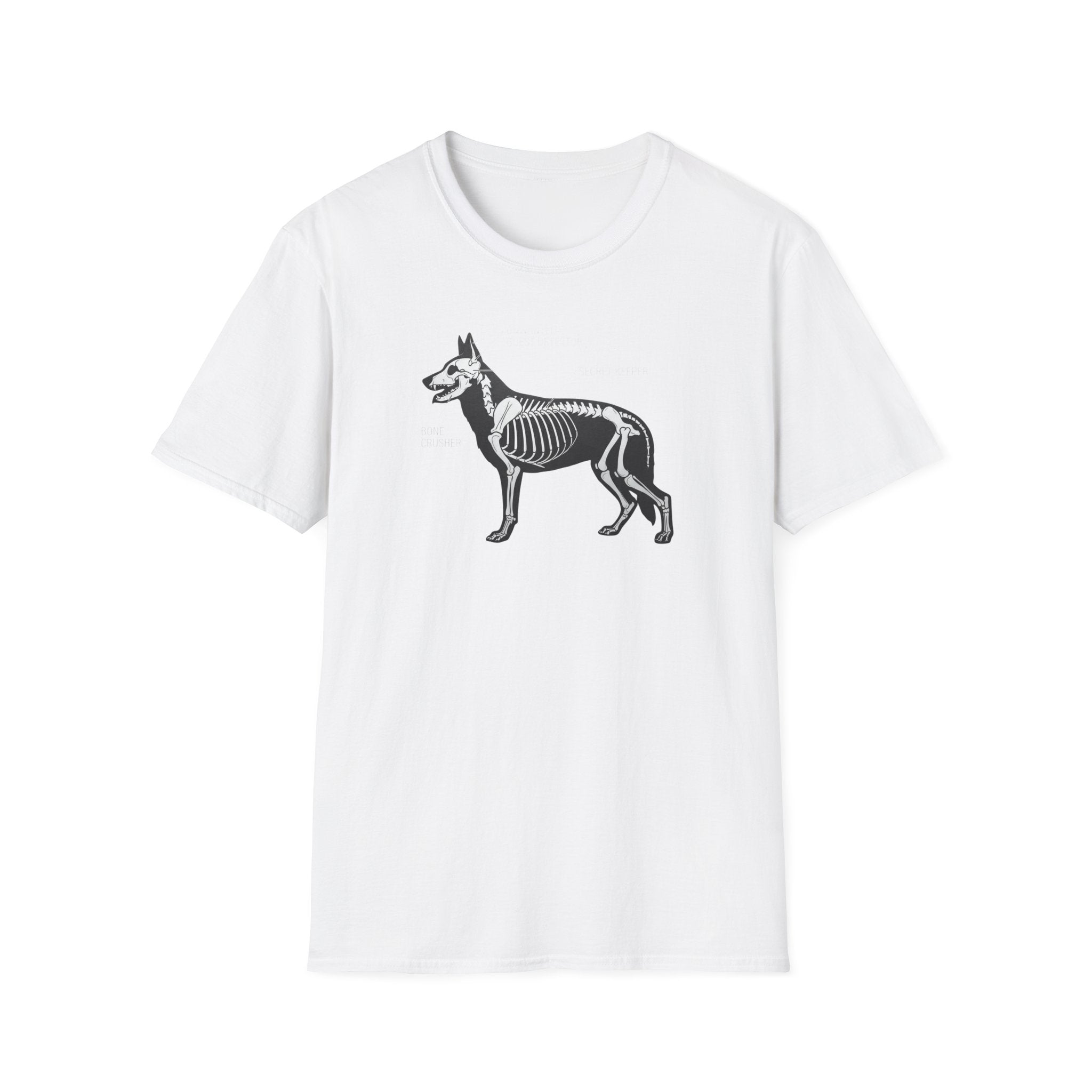 German Shepherd Skeleton T-Shirt — Gothic X-Ray Canine Graphic Tee