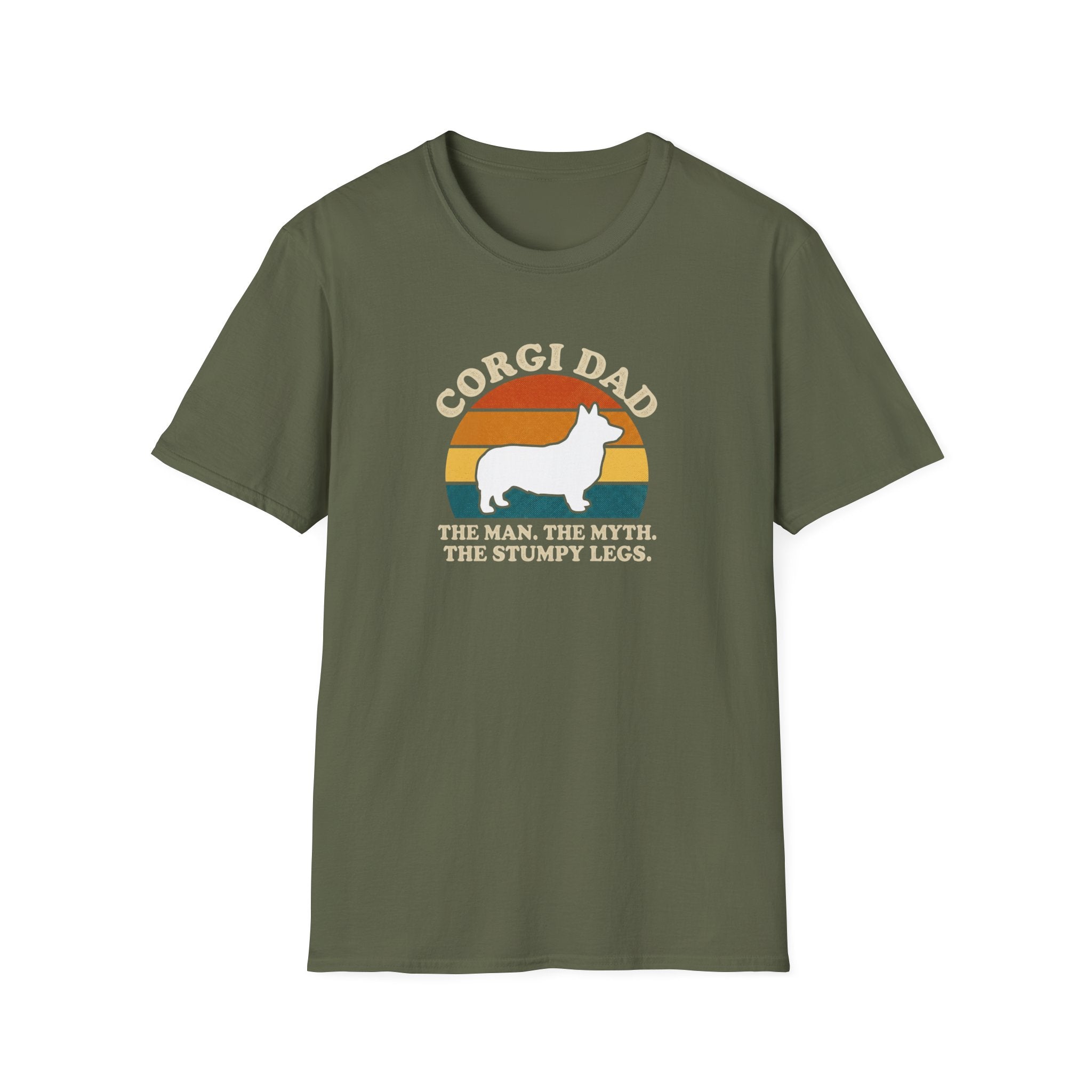 Corgi Dad T-Shirt — “Corgi Dad: The Man, The Myth, The Stumpy Legs” Retro Dog Dad Tee